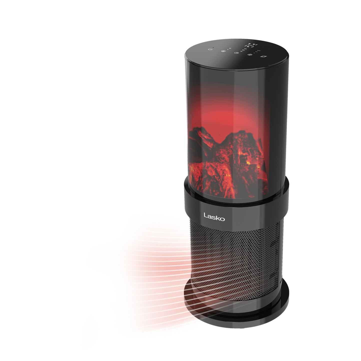 Lasko CA20175 20" 1500W Oscillating Fireplace Ceramic Tower Space Heater with Tip-Switch: Black