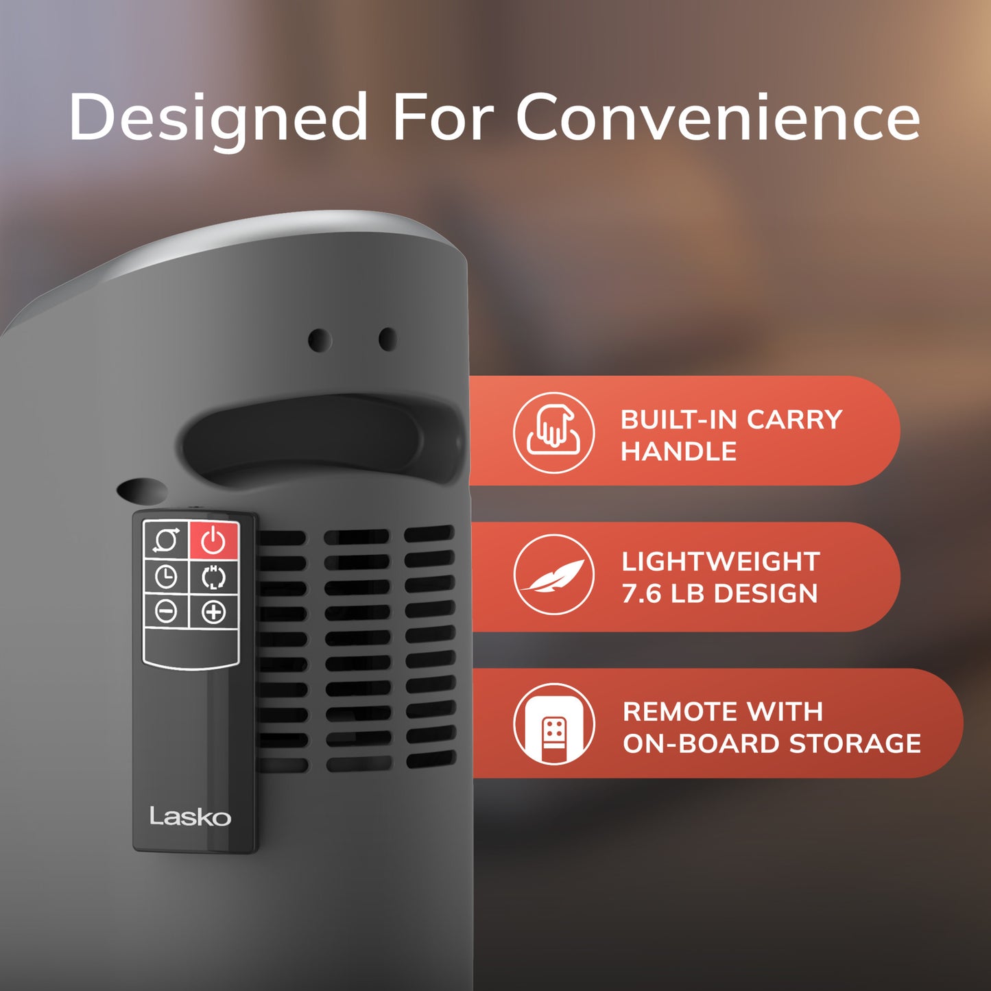 Lasko 1500W Electric Ceramic Pedestal Space Heater with Remote, 5397, Black