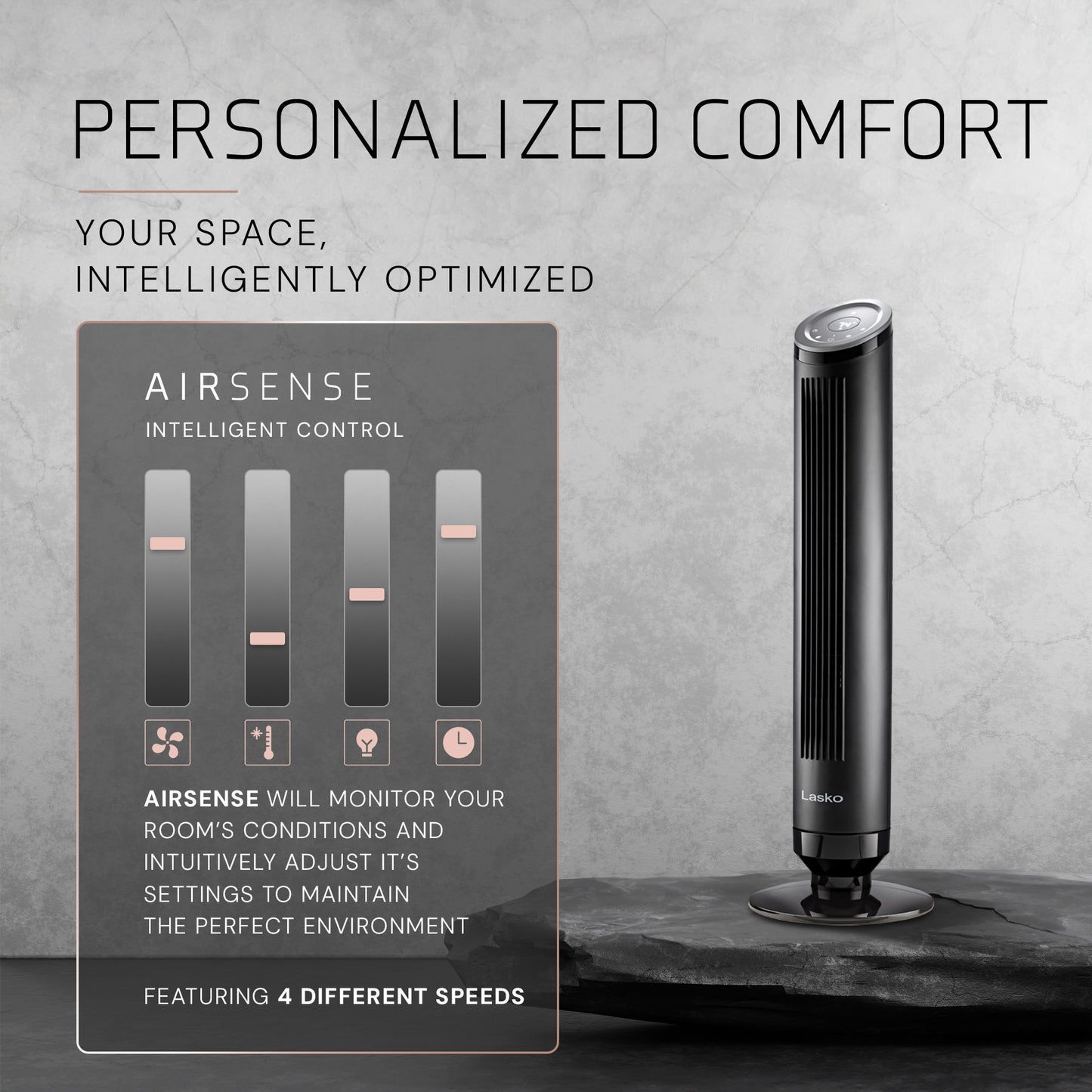 Lasko Summit Ascend OST100 36" Oscillating Tower Fan with Remote Control: Black