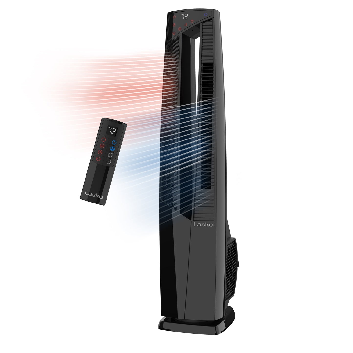 Lasko 1500W Electric Oscillating All Season Tower Fan and Space Heater with Remote, FHV801, Black