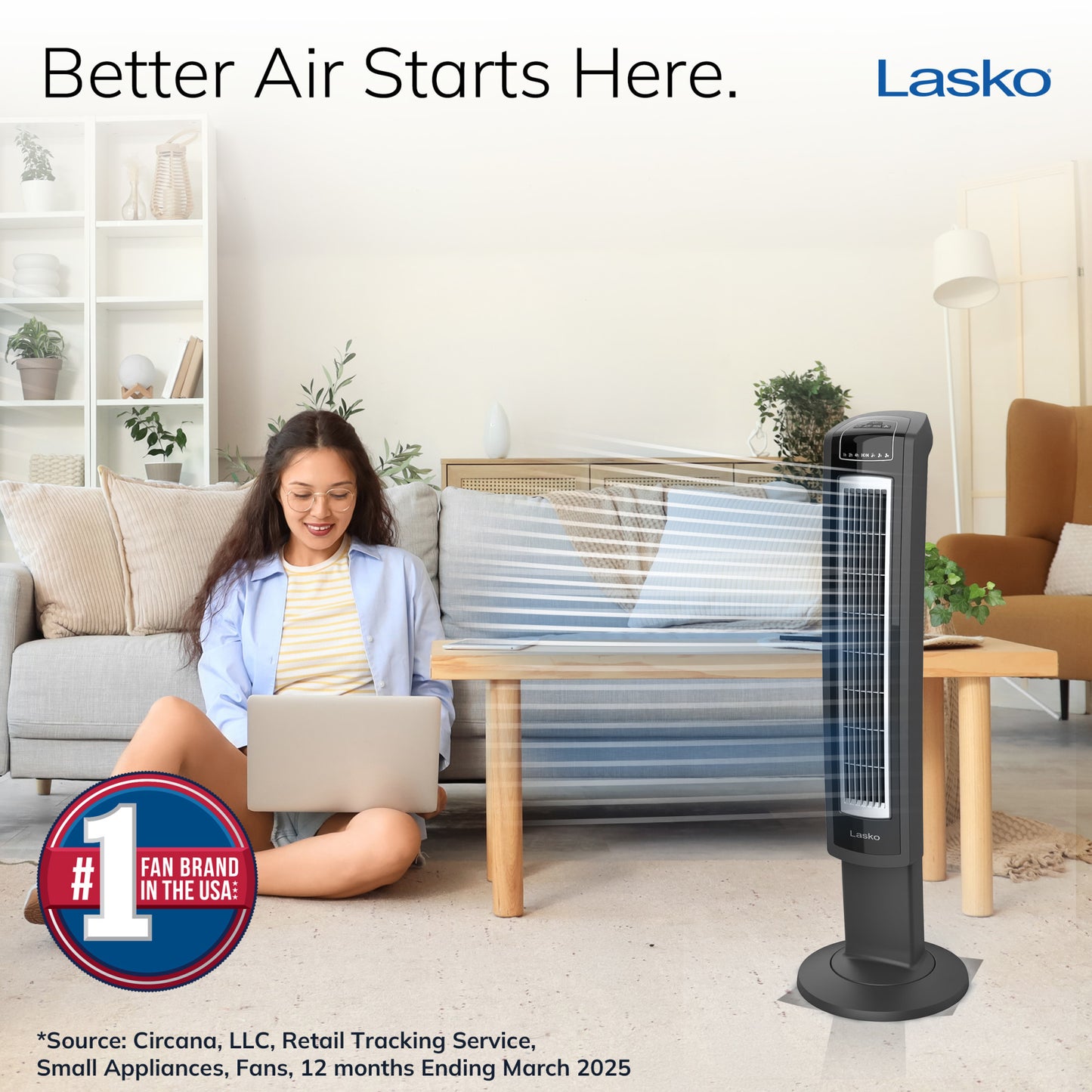 Lasko Electronic Tower Fan with Remote Control Model, 2559, Gray