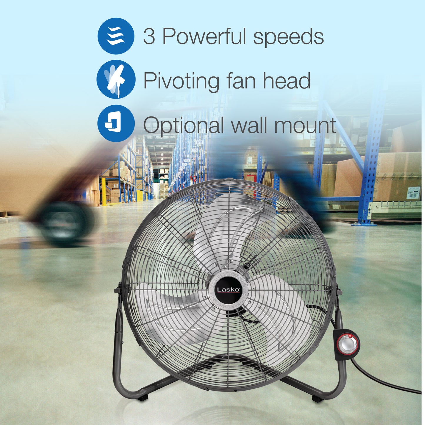 Lasko H20310 20" High Velocity Floor & Wall Mount Fan