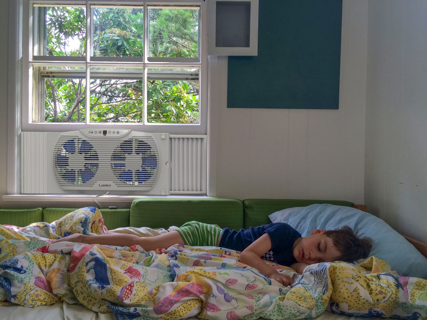 Lasko Electrically Reversible Twin Window Fan with BluetoothÂ® Technology, W09560, White