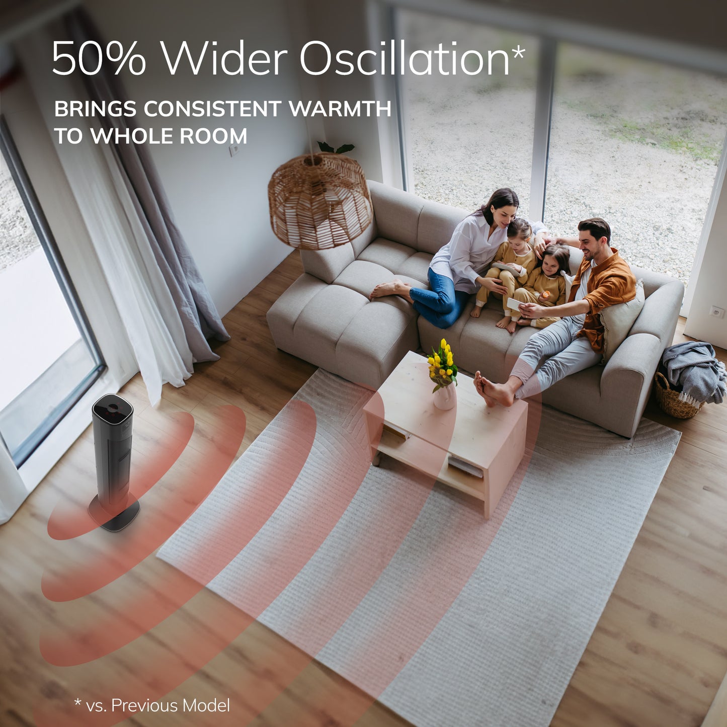 Lasko CT32150 32" Digital Ceramic Tower Space Heater with Remote Control, Black