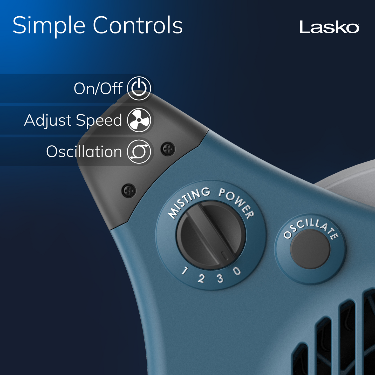 Lasko 15" Pivoting Misto Outdoor Misting Fan with GFCI Cord and 3 Speeds, 7054, Blue