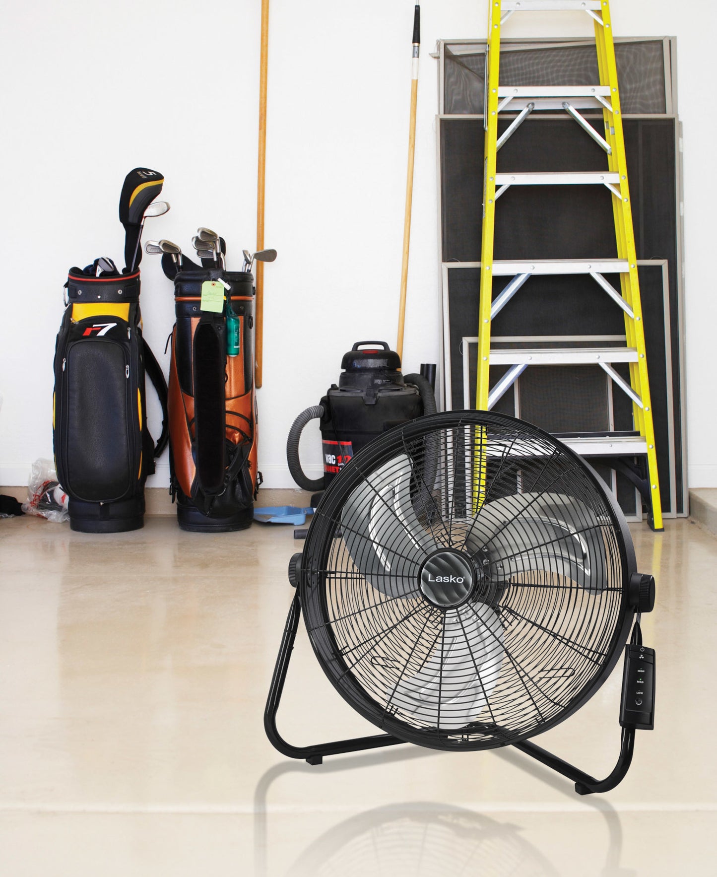 Lasko 20" 3-Speed Pivoting High Velocity Utility Floor or Wall Mount wan with Remote, H20685, Black