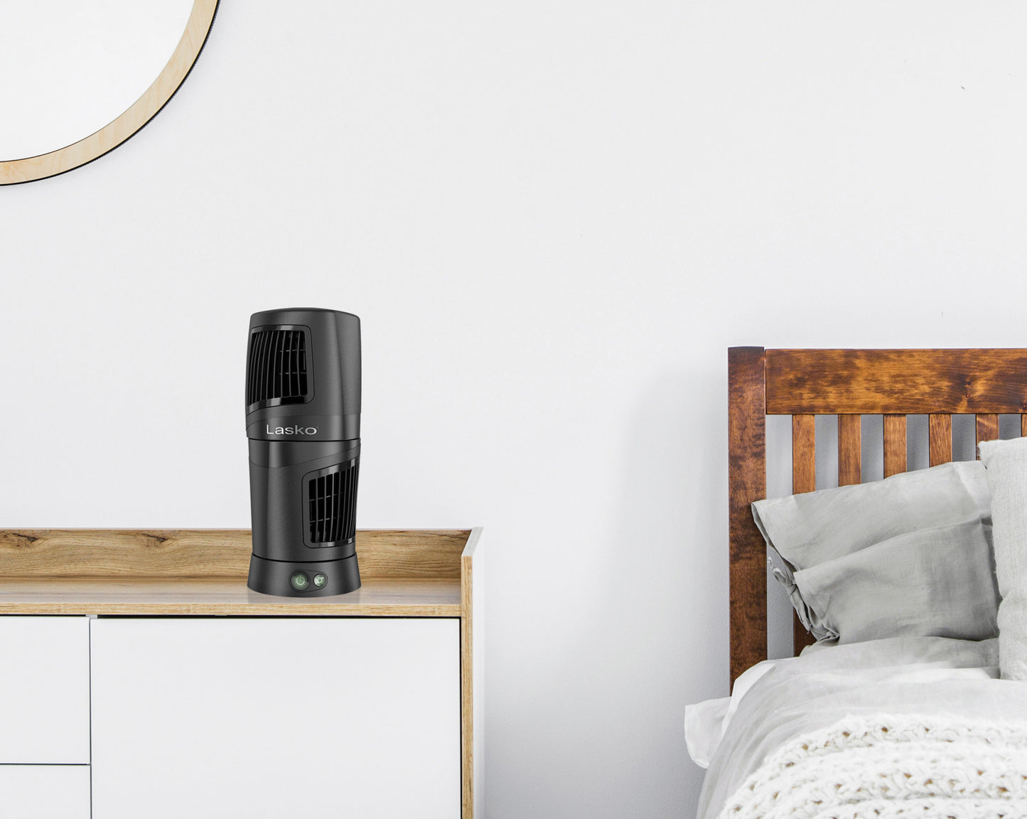 Lasko Desktop Wind Tower Oscillating Multi-Directional Fan, T12114, Black