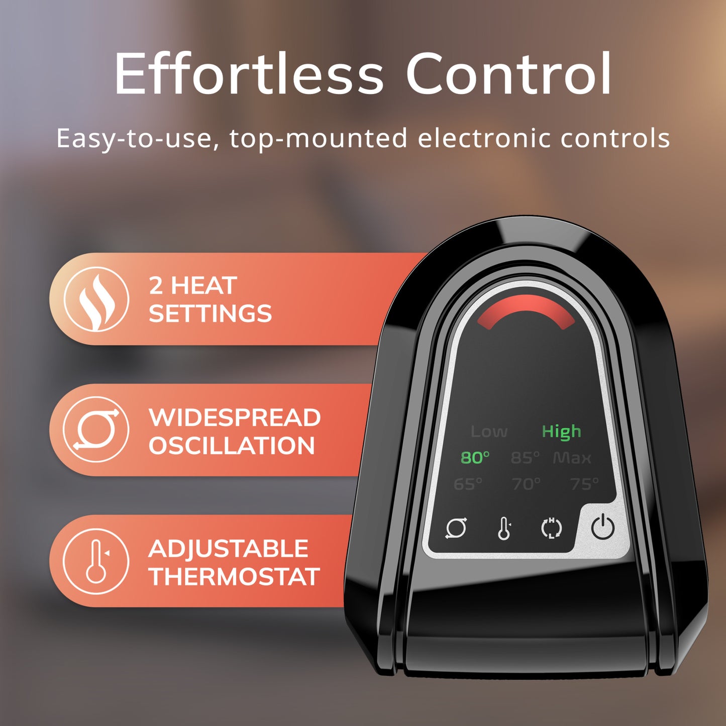 Lasko 1500W Electronic Ceramic Tower Space Heater with Touch Control, CT16558, Black