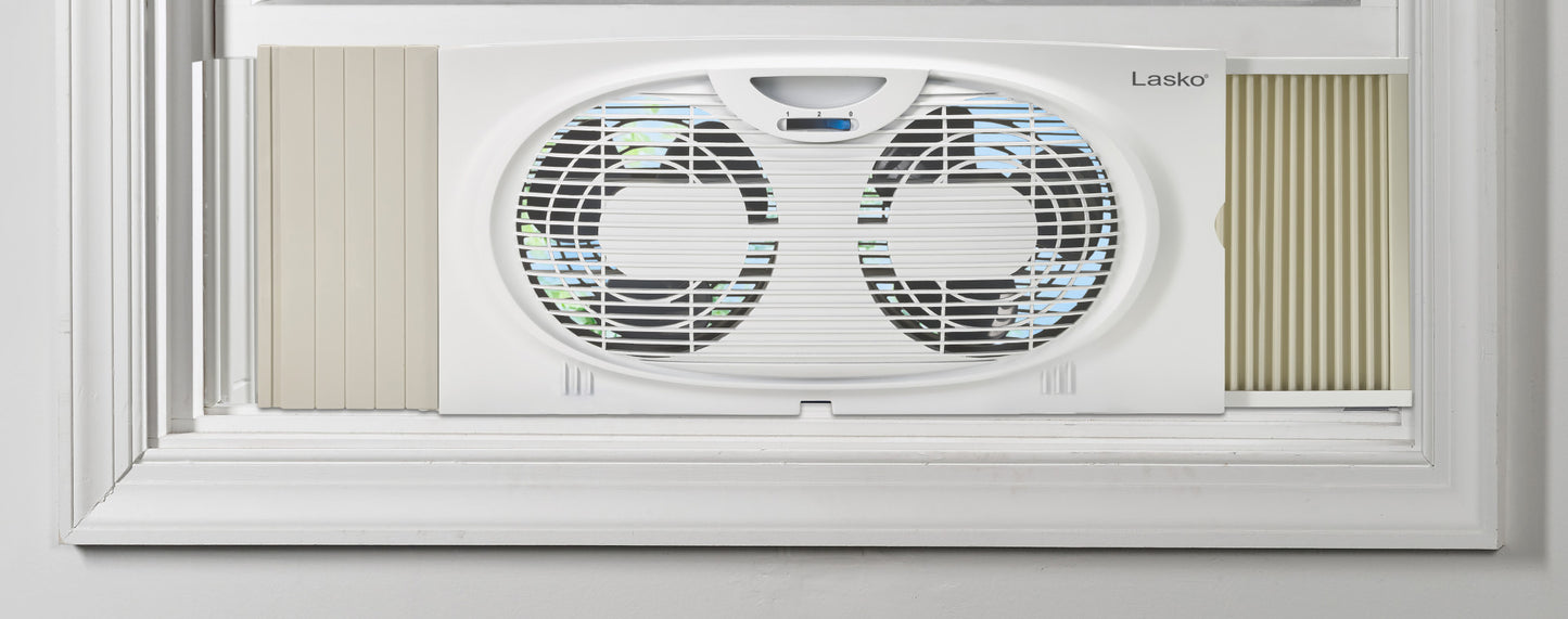 Lasko Twin Window Fan with 2 Speeds, W07350, White