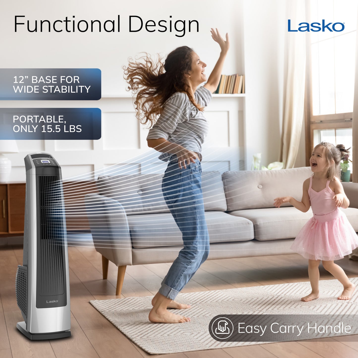 Lasko U35120 Oscillating High Velocity Fan with Remote Control