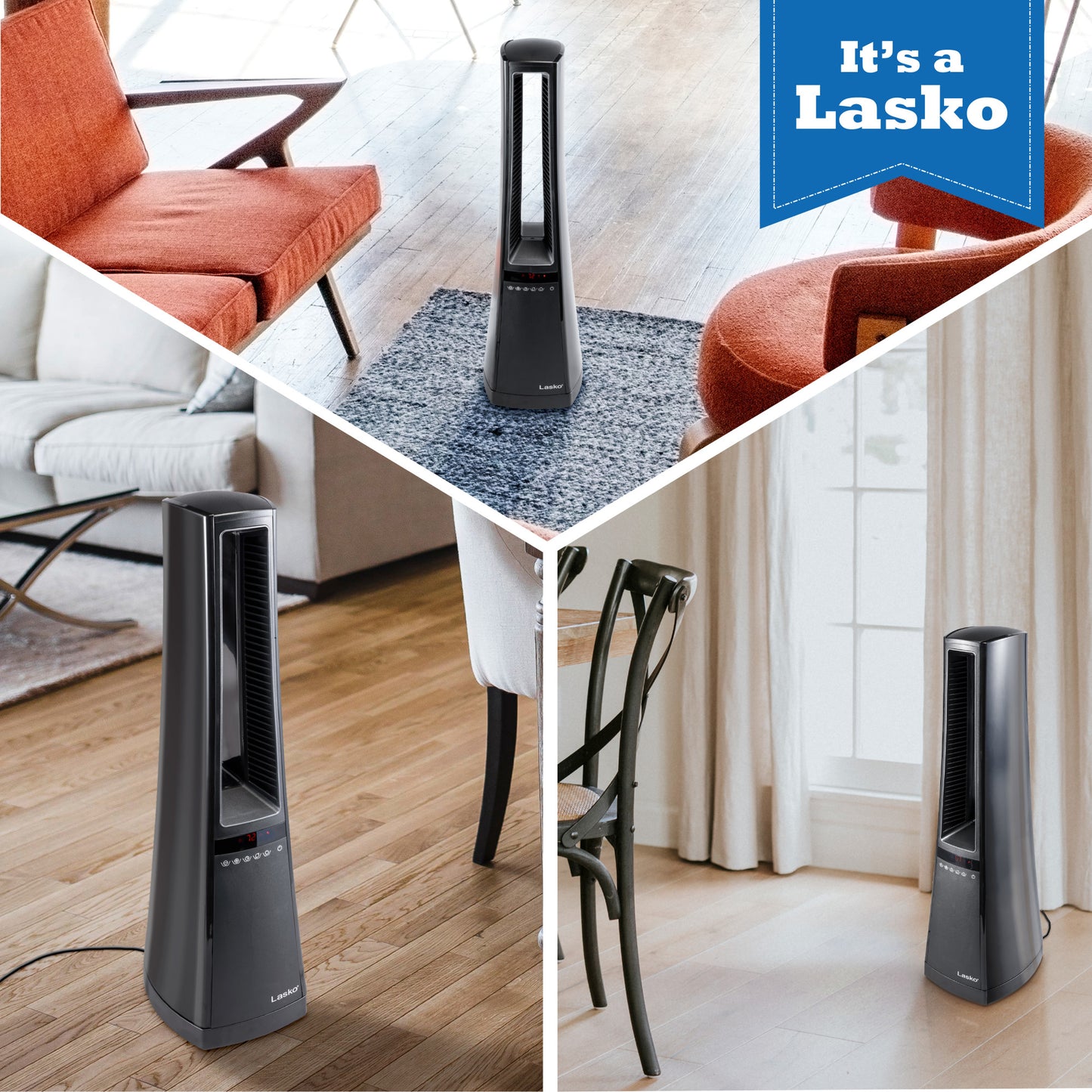 Lasko 1500W Bladeless Ceramic Tower Space Heater with Remote, AW310