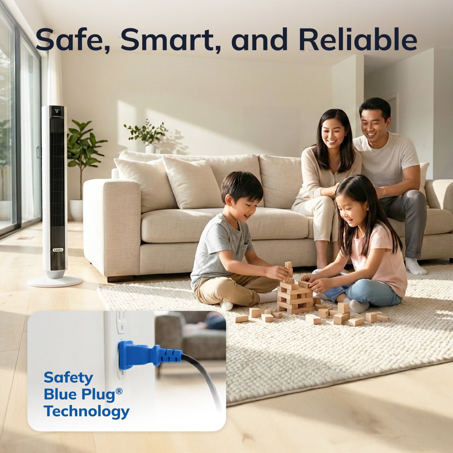 Lasko TDC402 WhisperForce™ DC 40" Tower Fan (12-speed, remote, white)