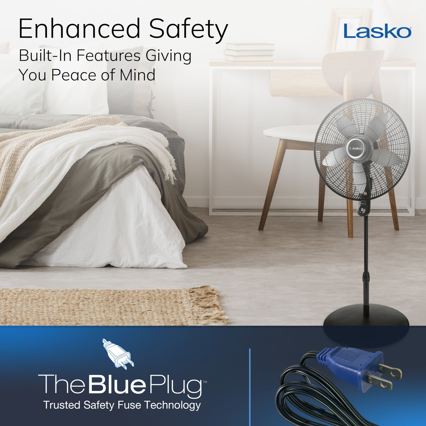 Lasko S20620 20" 4-Speed Pedestal Fan with Remote Control