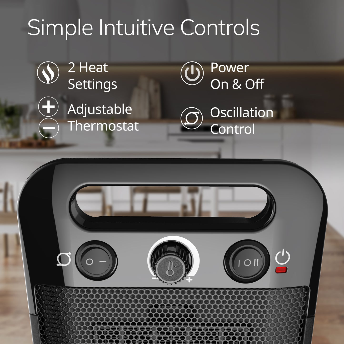 Lasko CD12100 Oscillating Personal Space Heater with Adjustable Thermostat, Black