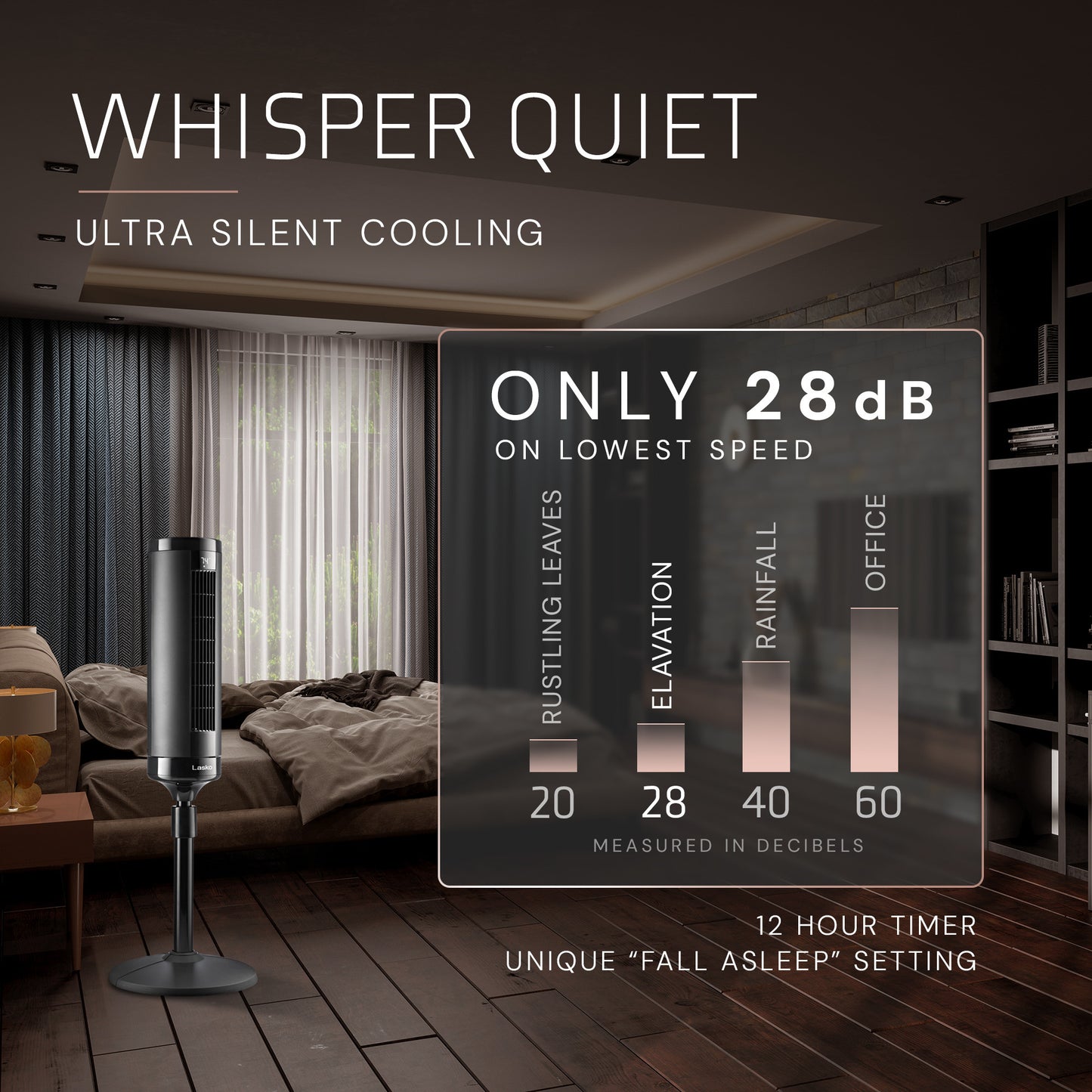 Lasko Summit Elevation EST100 54" Oscillating Pedestal Tower Fan with Remote Control: Black