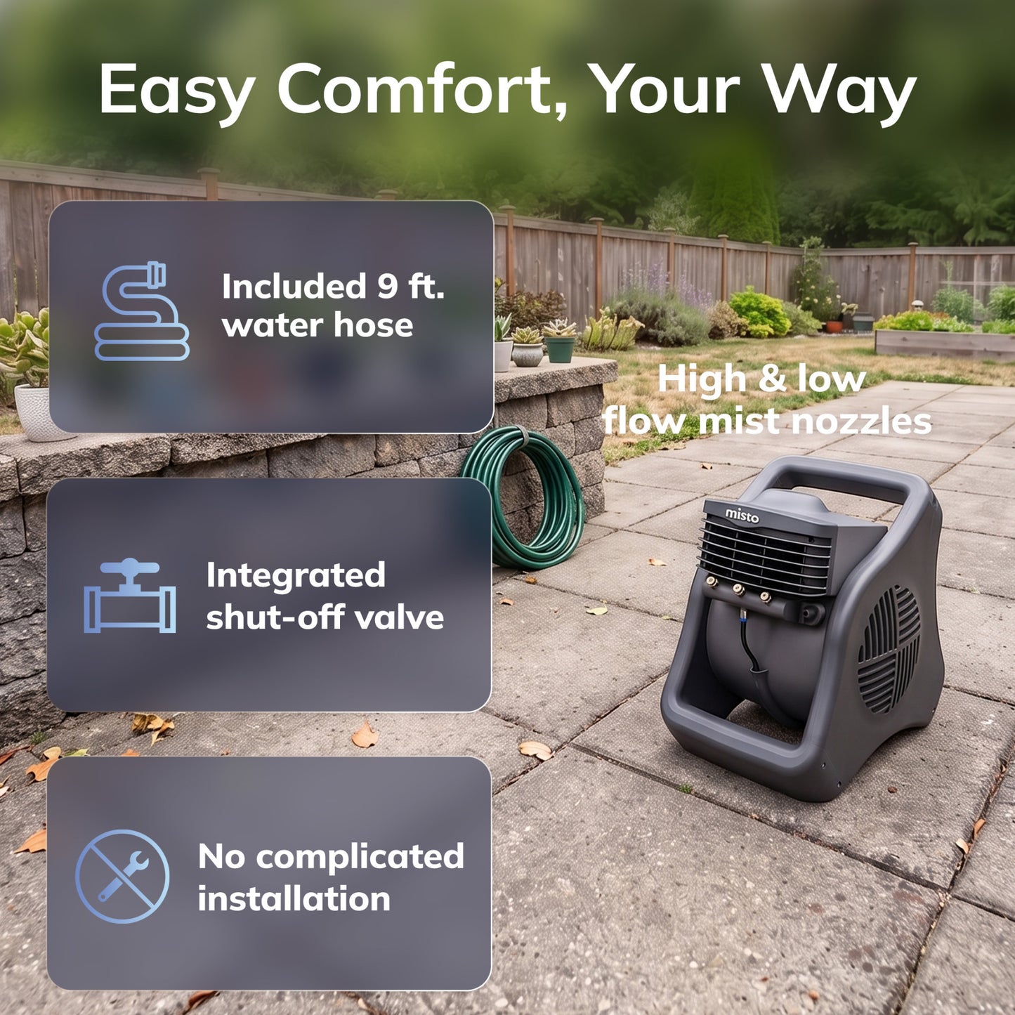 Lasko Misto 15" Outdoor Misting Fan: 3-Speed, Pivoting, Powered Louvers, Black