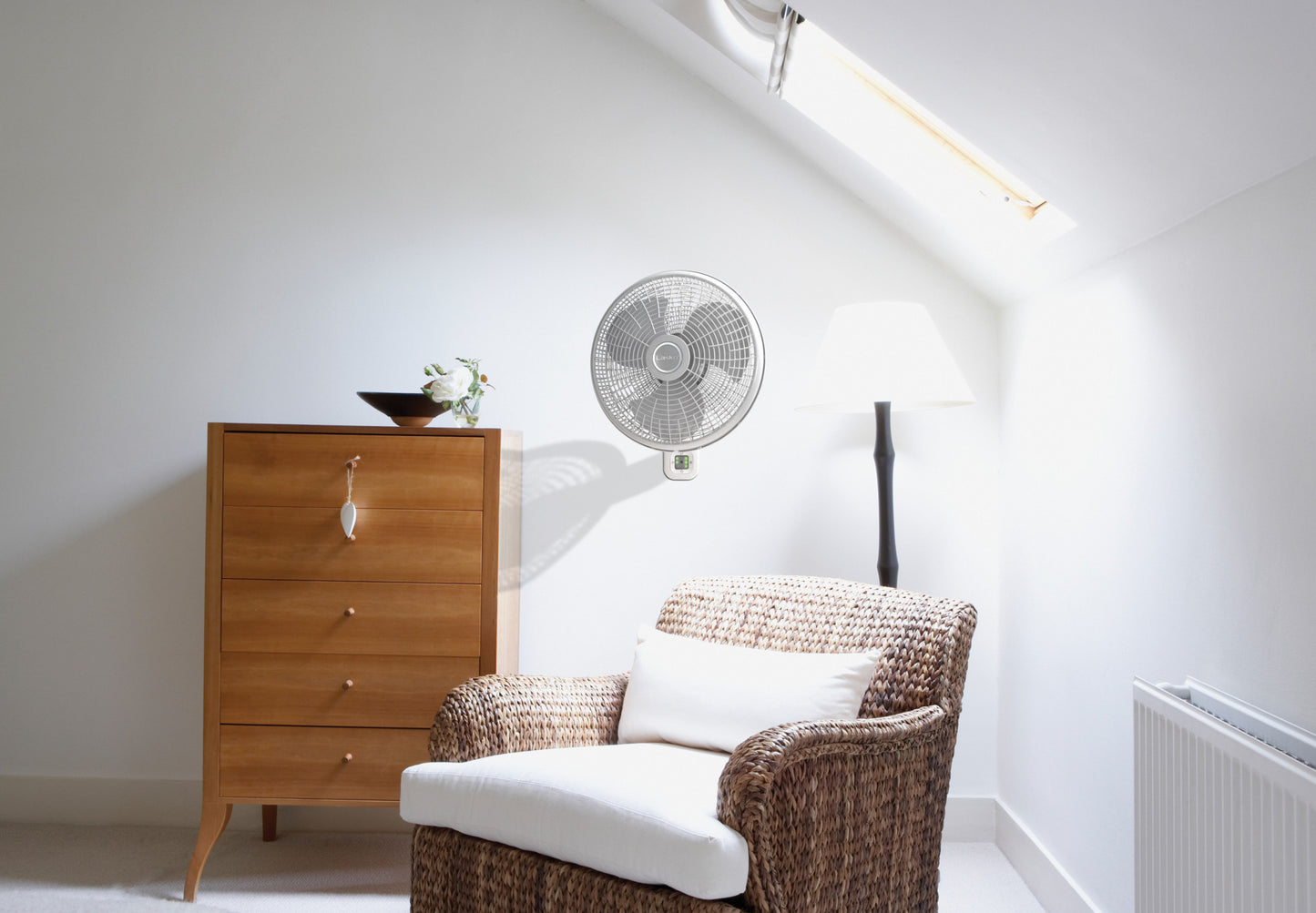 Lasko Oscillating Wallmout Fan with Remote Control, M16950, White