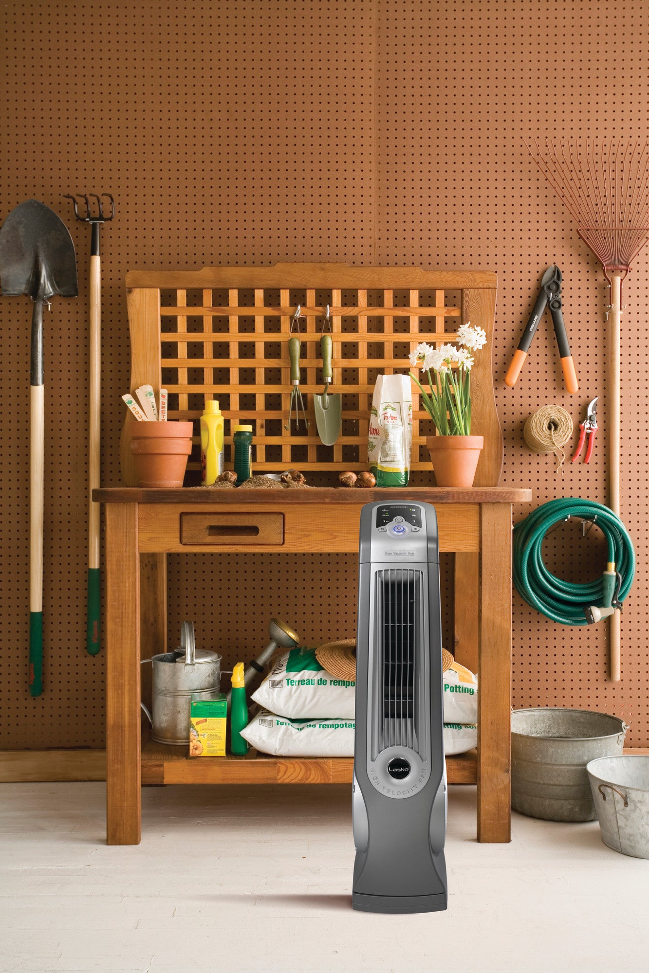 Lasko High Velocity Tower Fan with Remote Control, 4930, Gray