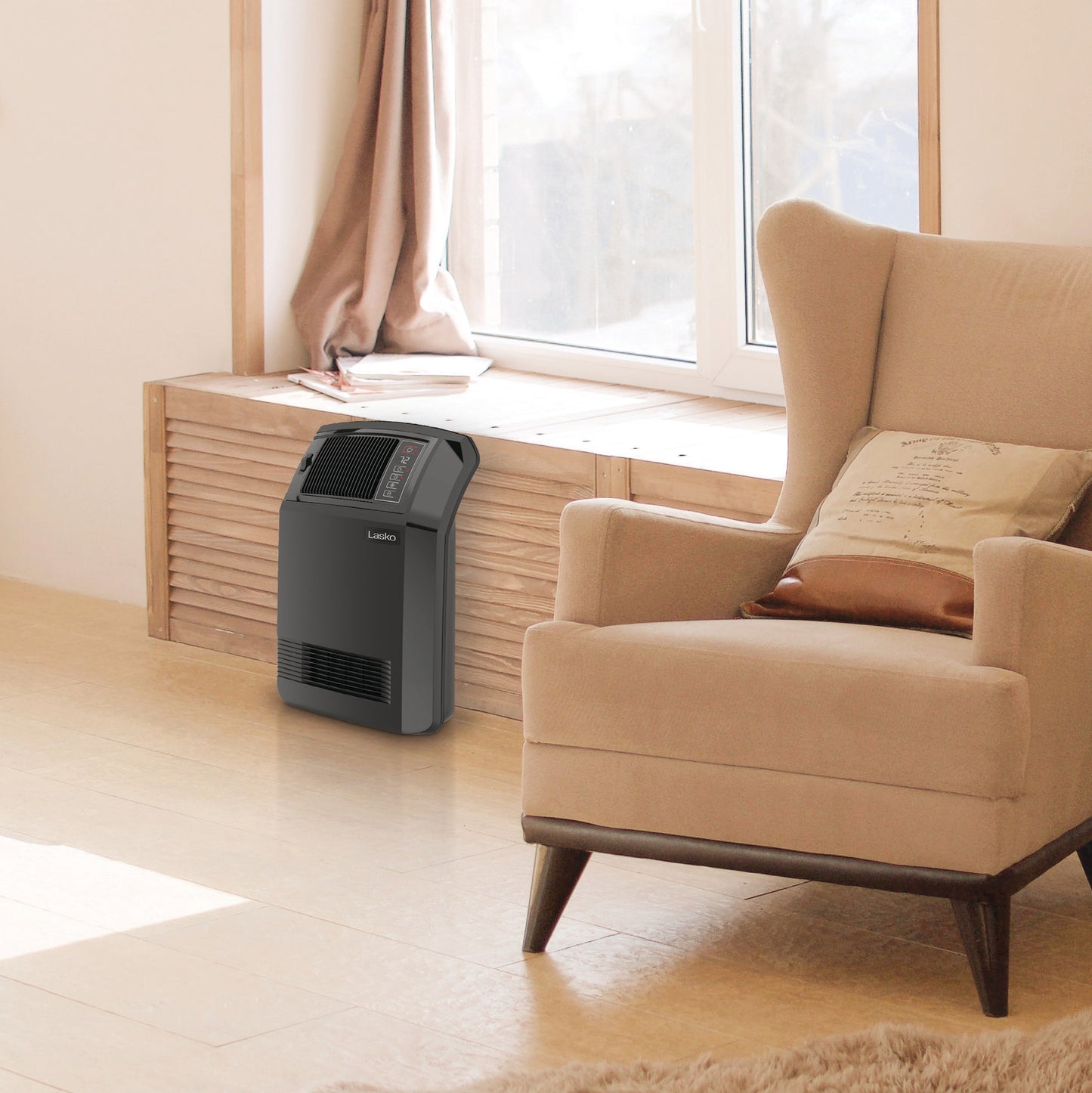 Lasko 23 in. 1500W Cyclonic Ceramic Console Heater with Remote, CC24910, Black