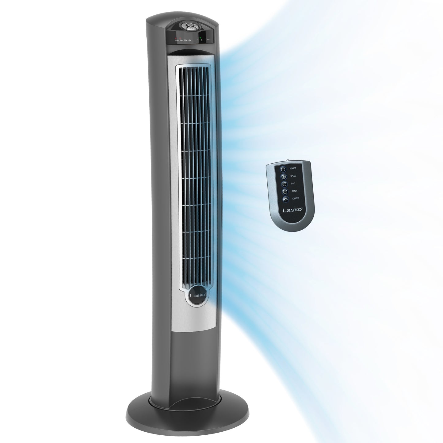 Lasko 42" Wind Curve Tower Fan with Ionizer and Remote, 2551, Silver