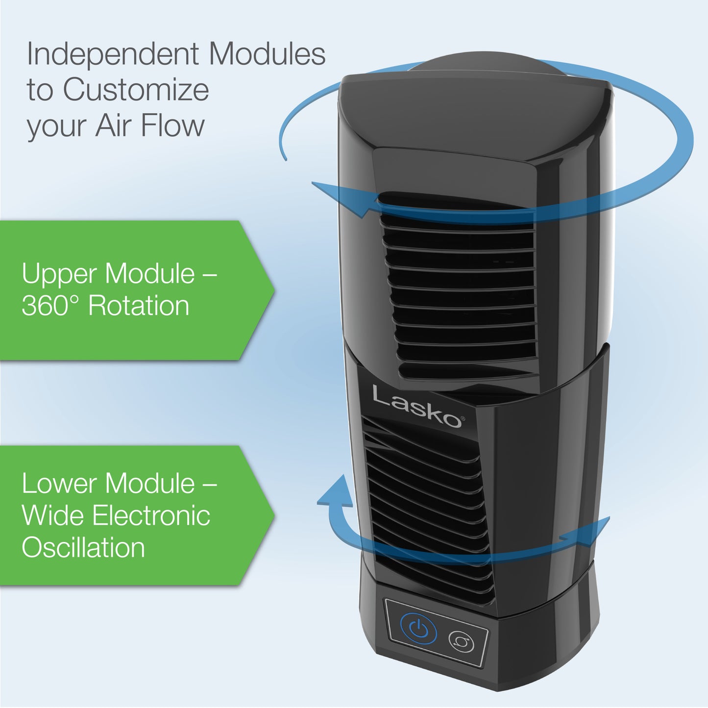 Lasko T13310 12" Desktop Wind Tower Oscillating Multi-Directional Table Fan