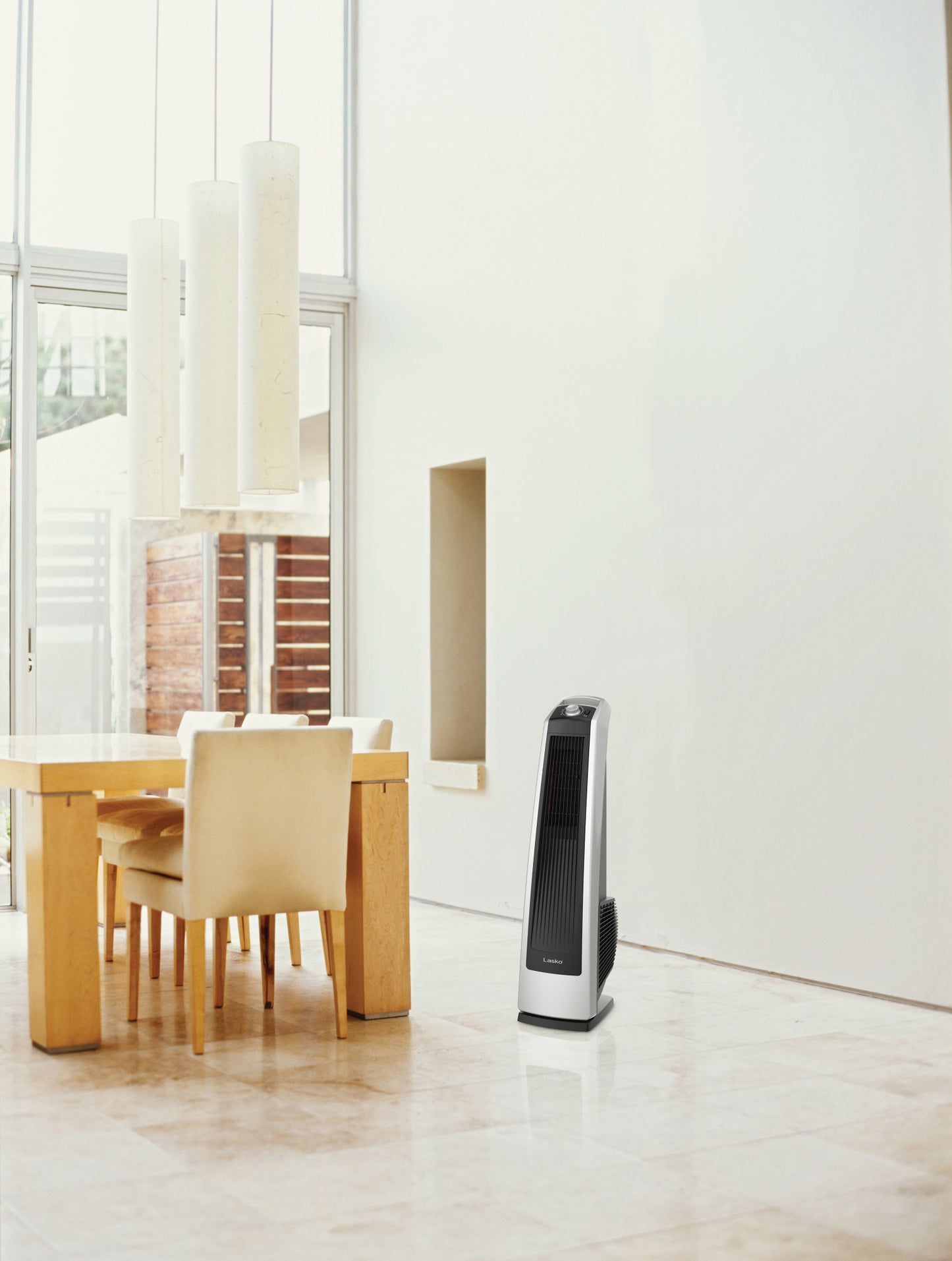 Lasko Oscillating High Velocity Tower Fan with 3 Speeds, U35105, Gray/Black