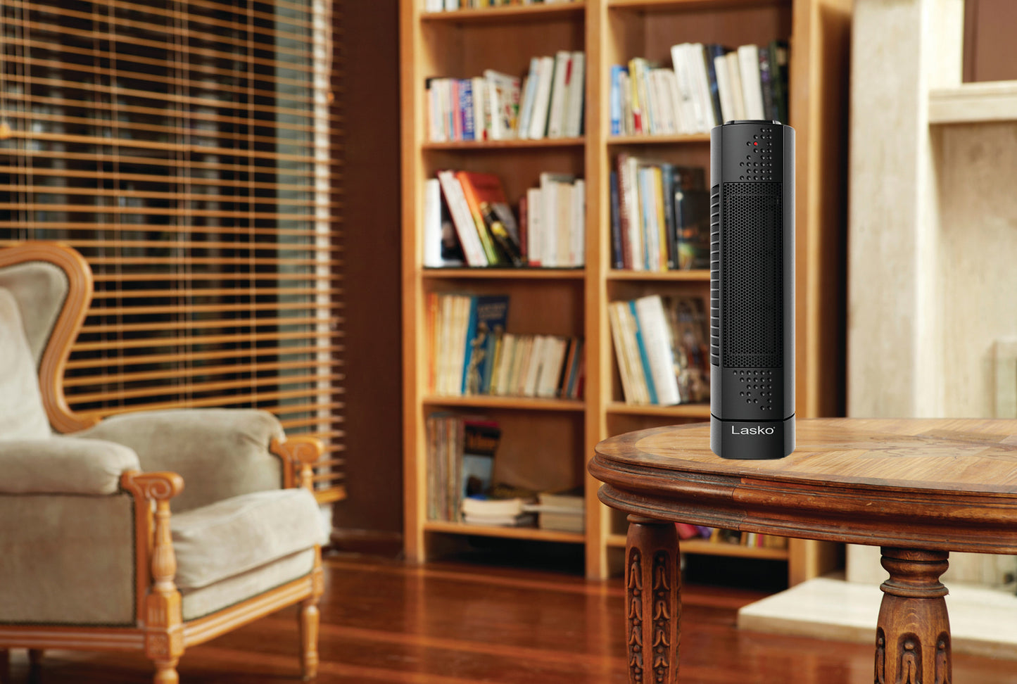 Lasko Oscillating Ultra Slim Electric Tower Space Heater with 2 Speeds, CT14101, Black