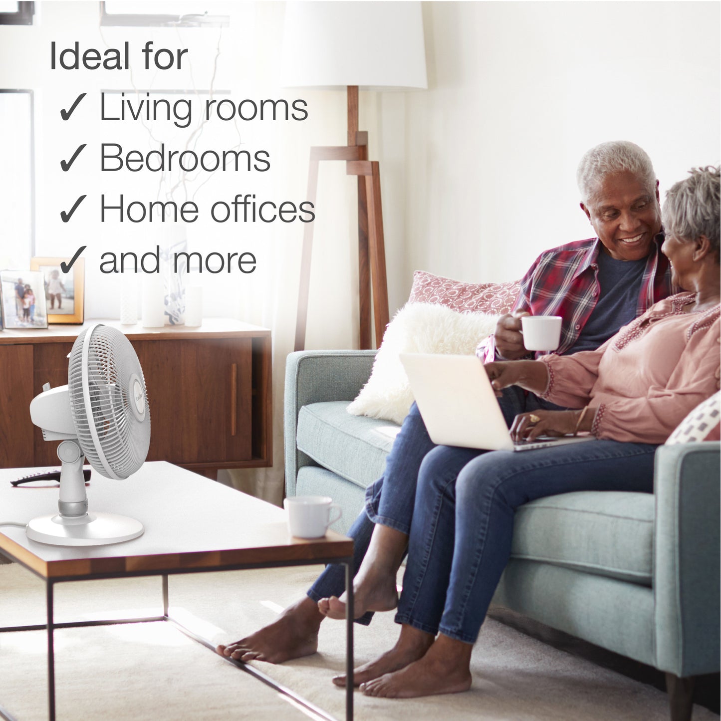 Lasko 12" Oscillating 3-Speed Personal Table Fan, D12225, White