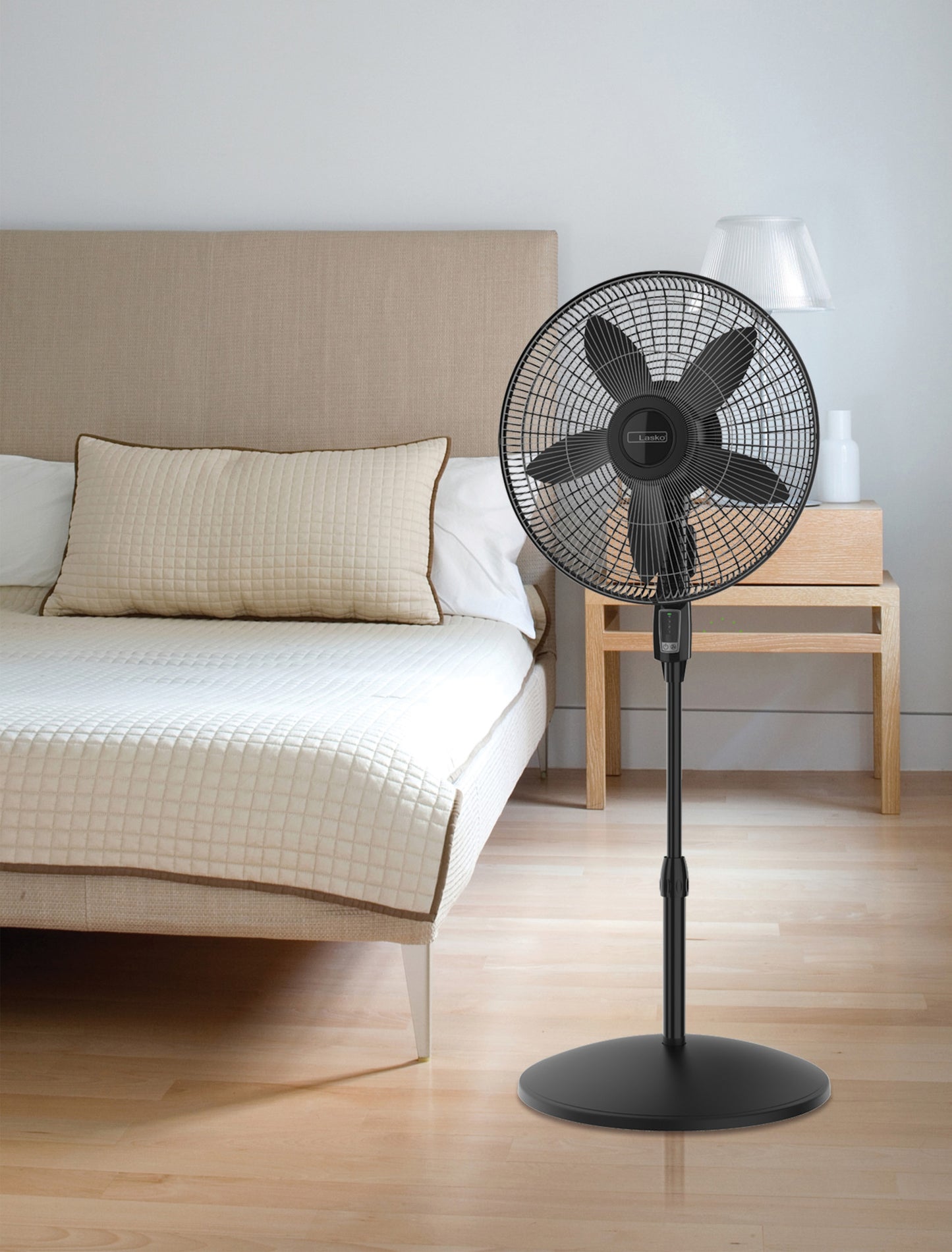 Lasko 18" 4-Speed Pedestal Fan with, Remote Control, S18440, Black