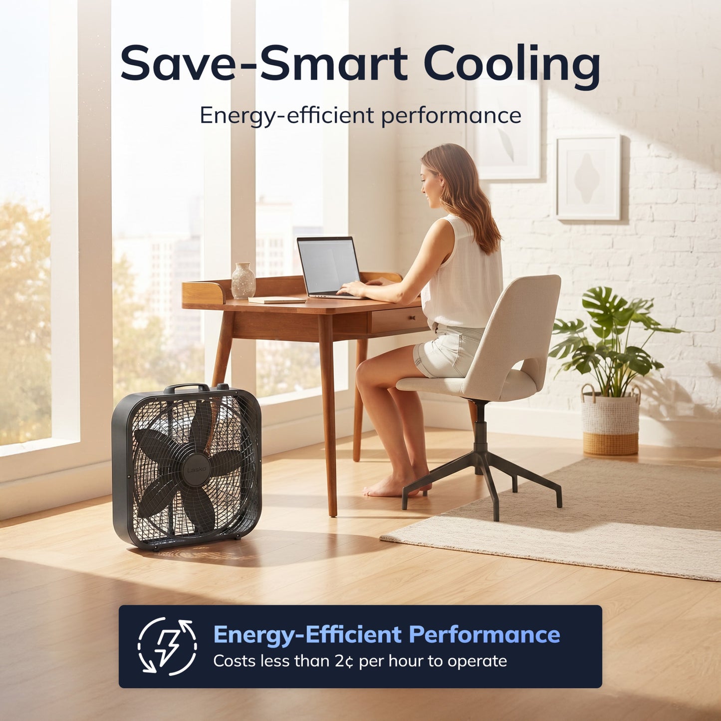 Lasko Cool Colors 20" Box Fan: 3-Speed, Weather-Resistant Motor, Black