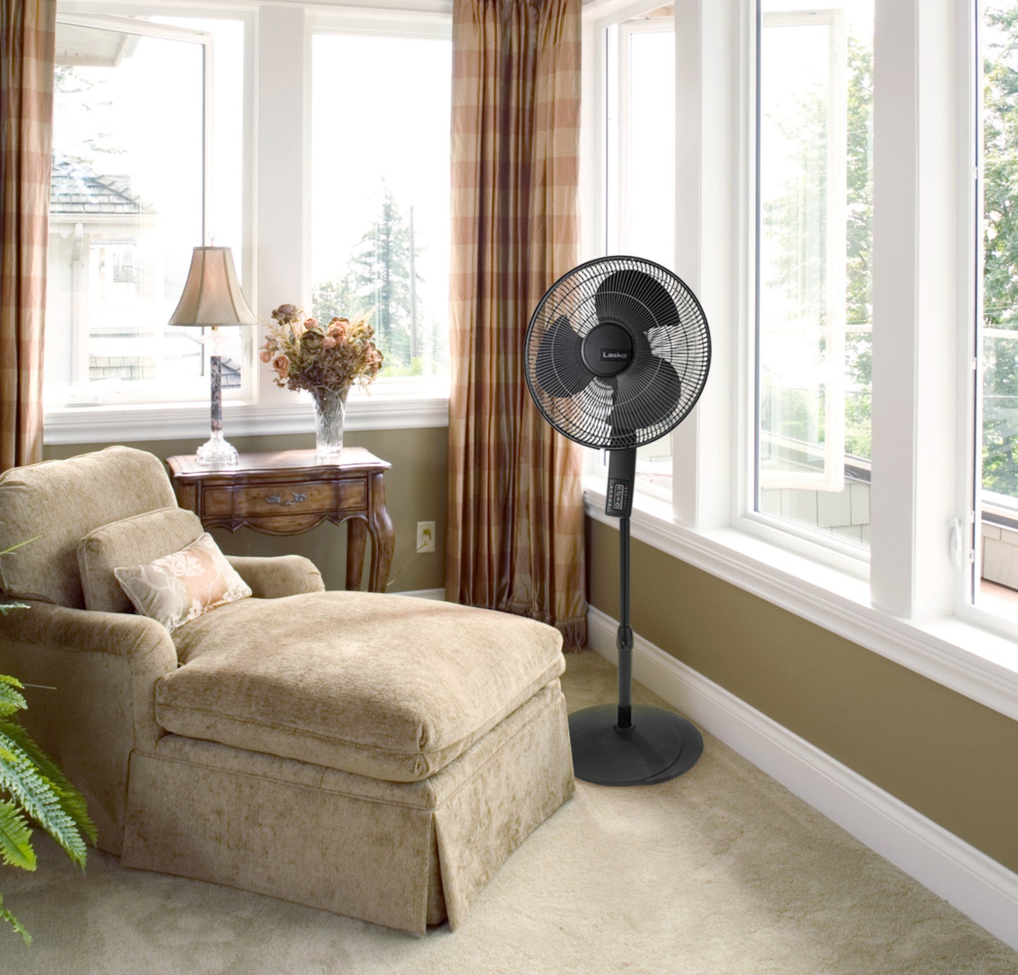 Lasko S16612 16" 4-Speed Oscillating Pedestal Fan with Remote Control: black