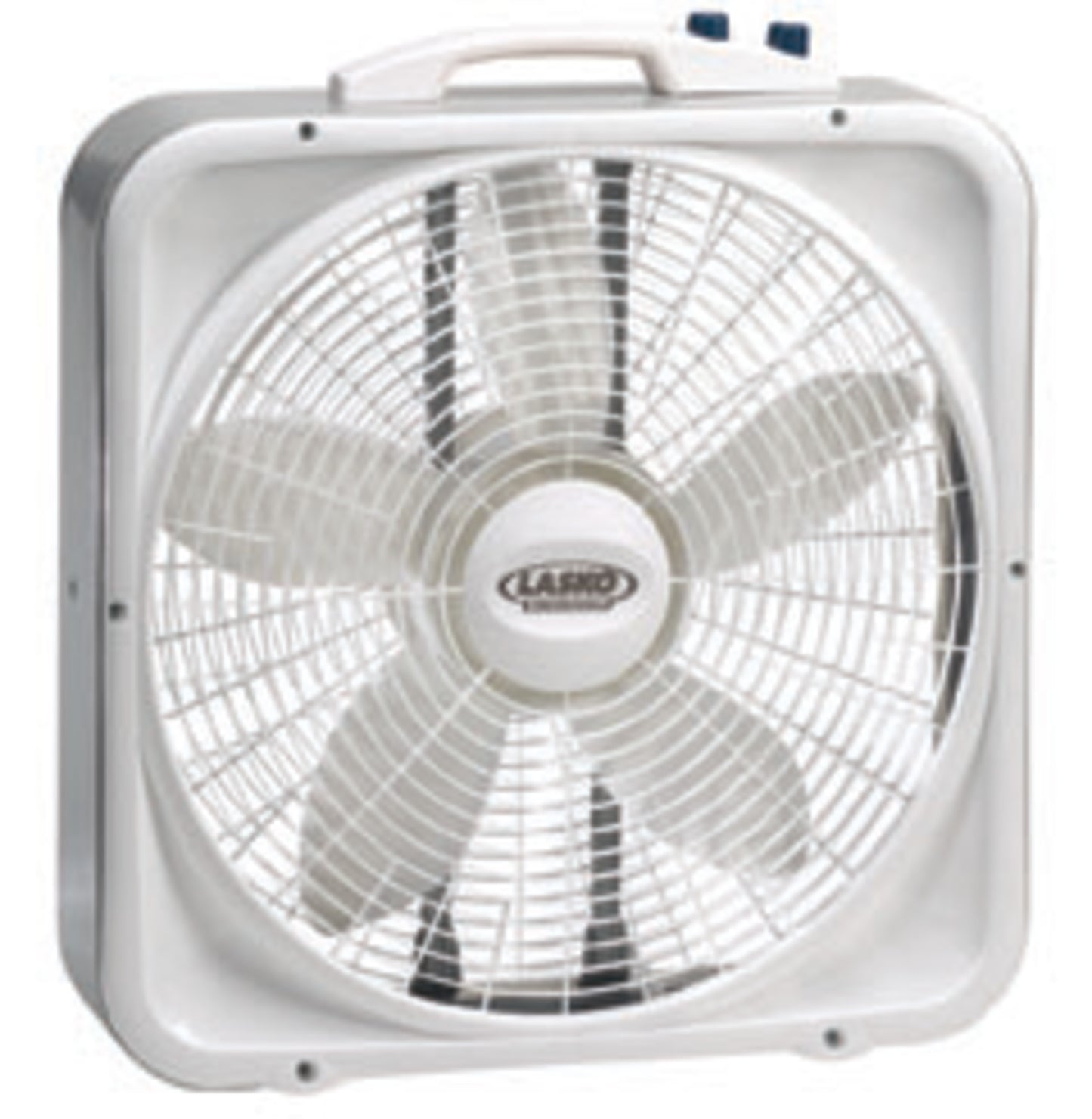 Lasko 20" 3-Speed Weather-Shield Box Fan with Thermostat, 3755, White