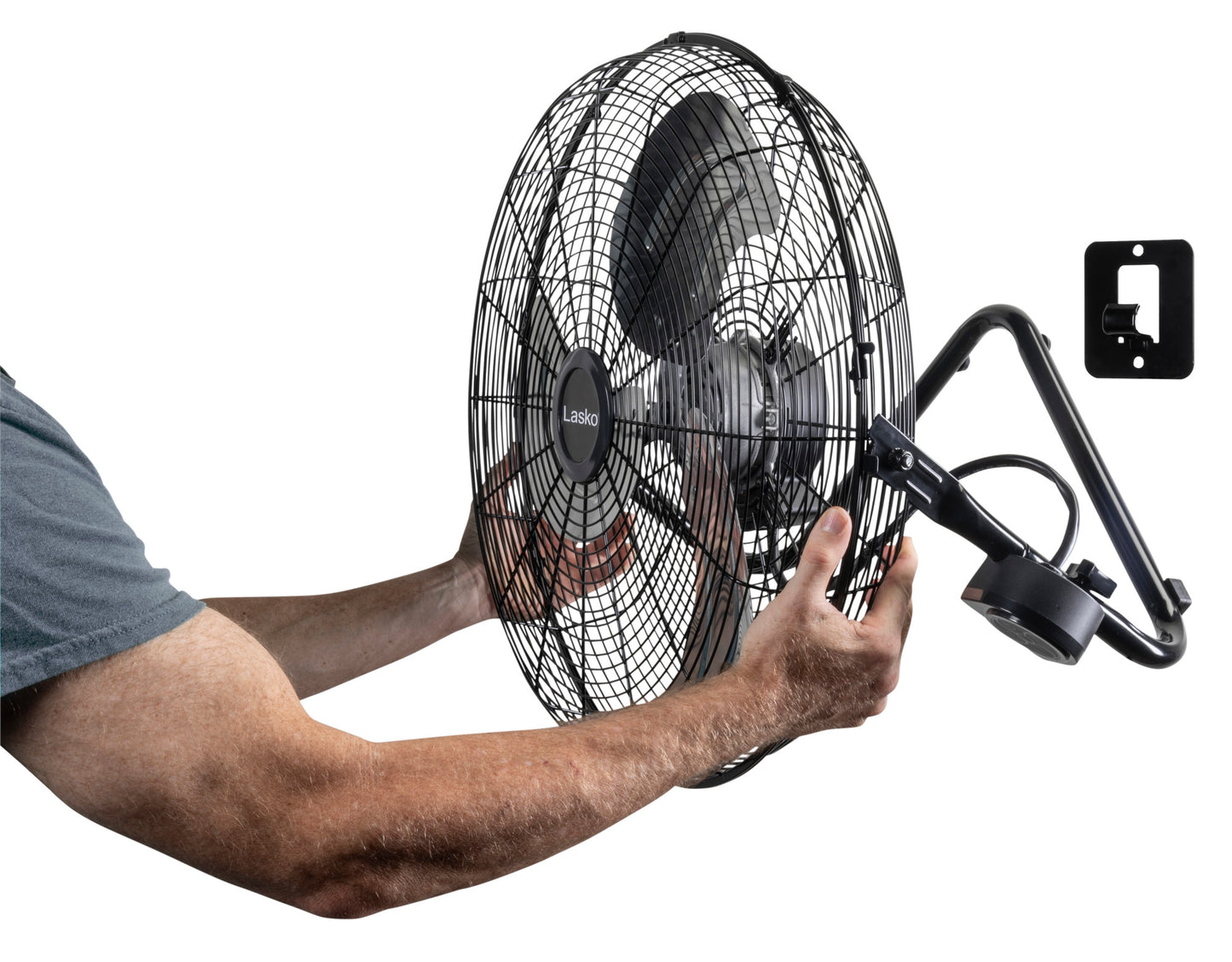 Lasko 20" High Velocity Commercial Floor or Wallmount fan with Remote Control, H20660, Black