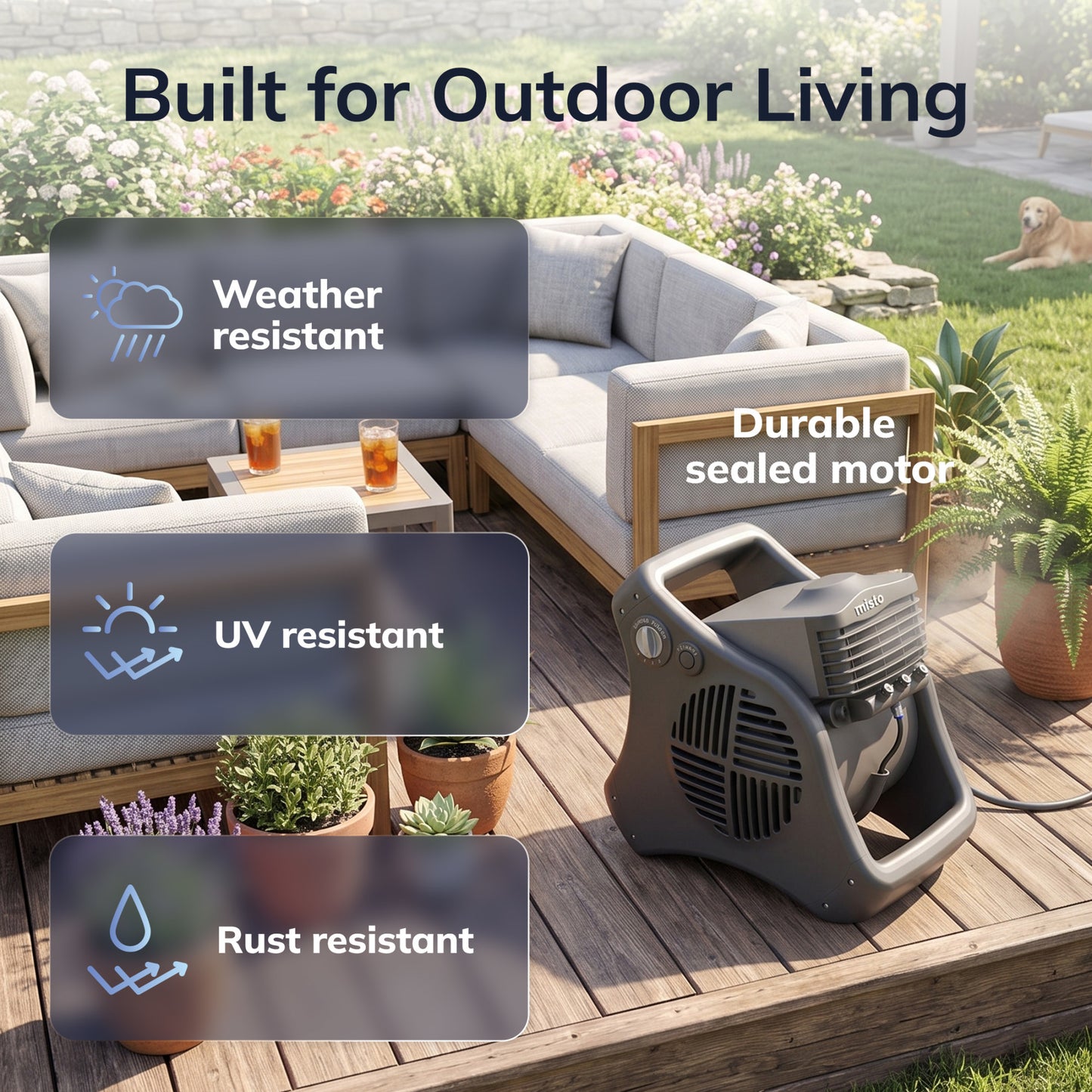 Lasko Misto 15" Outdoor Misting Fan: 3-Speed, Pivoting, Powered Louvers, Black