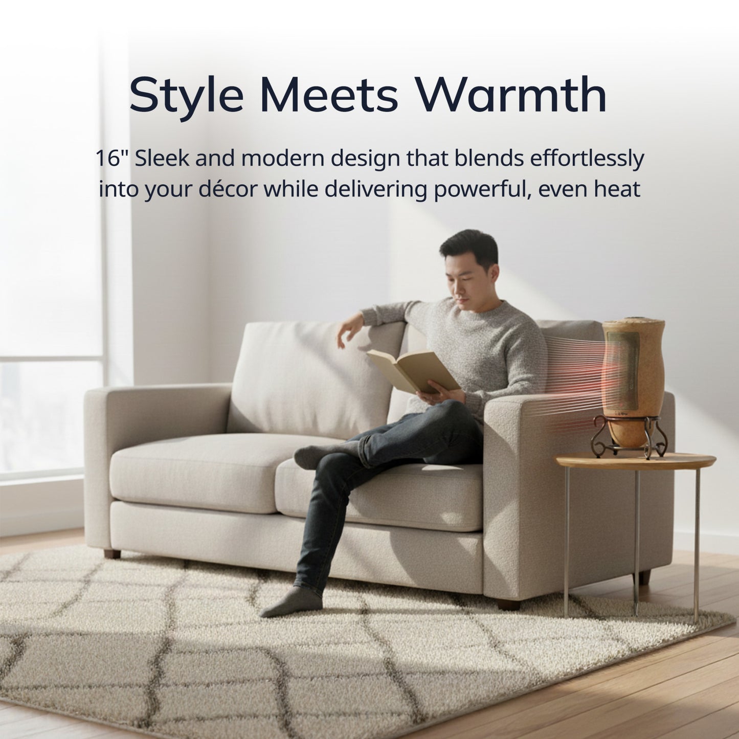 Lasko 1500-Watt Designer Series Oscillating Electric Ceramic Space Heater with Timer and Adjustable Thermostat, Beige, 6405