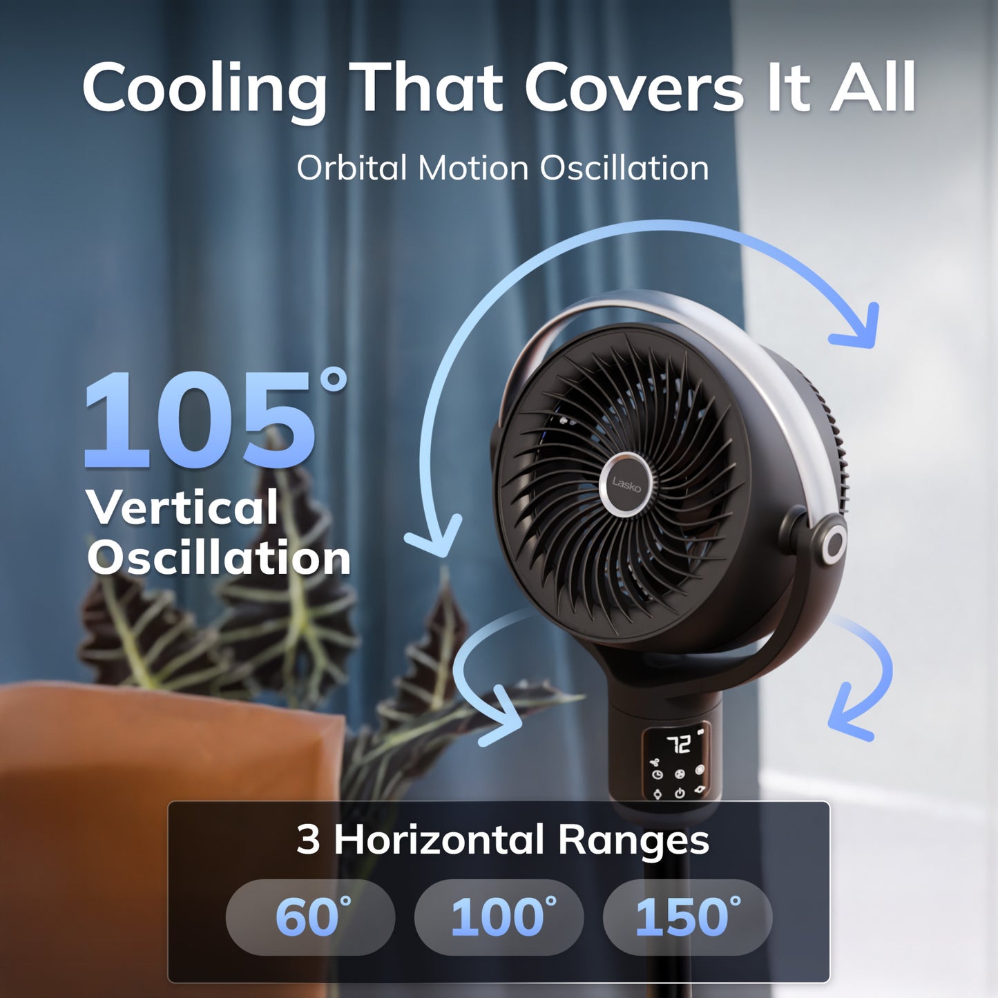 Lasko APDC302 Whirlwind Orbital Motion 24-Speed Pedestal Fan with Remote: Black