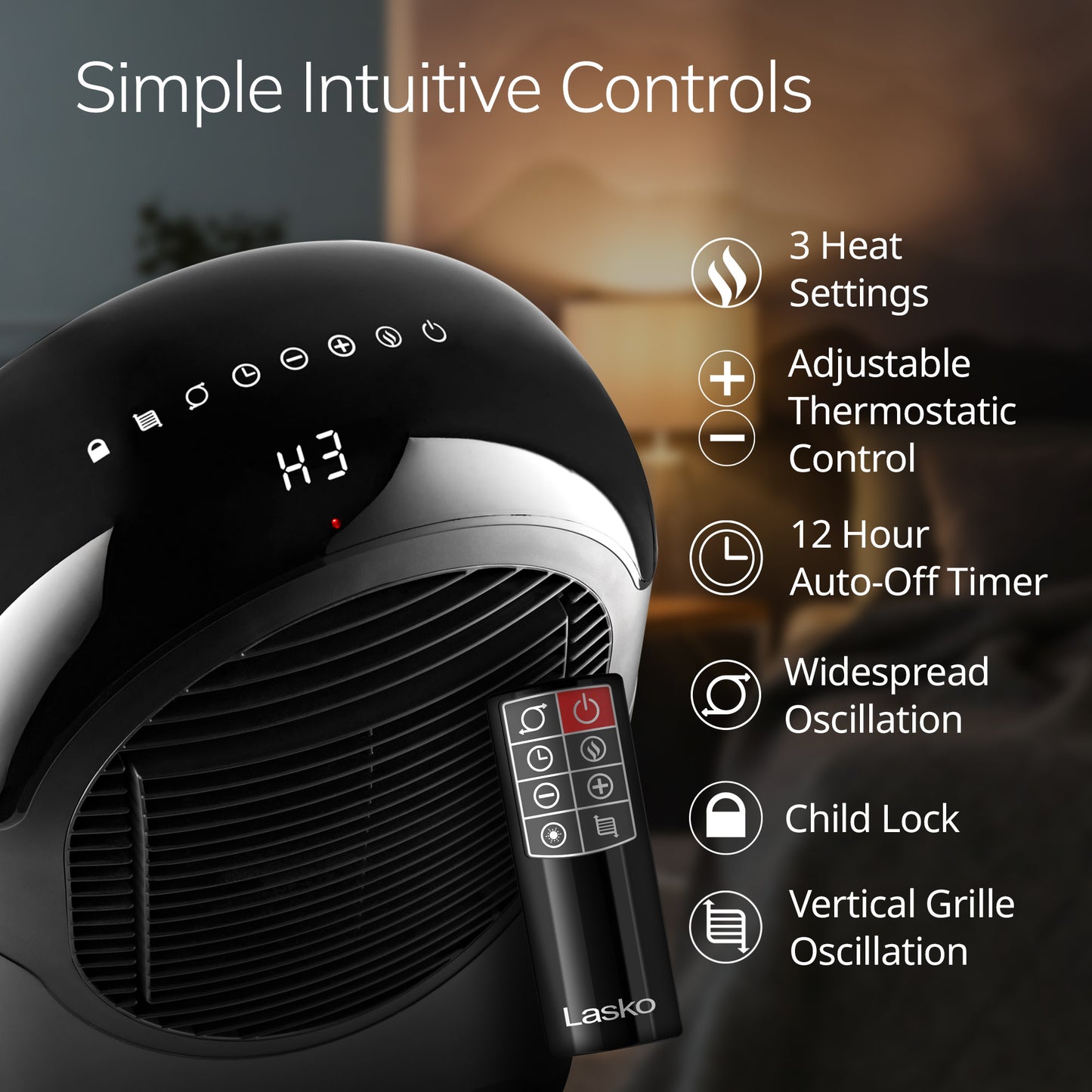 Lasko CC27350 27" Motion X Console Space Heater with Remote Control, Black