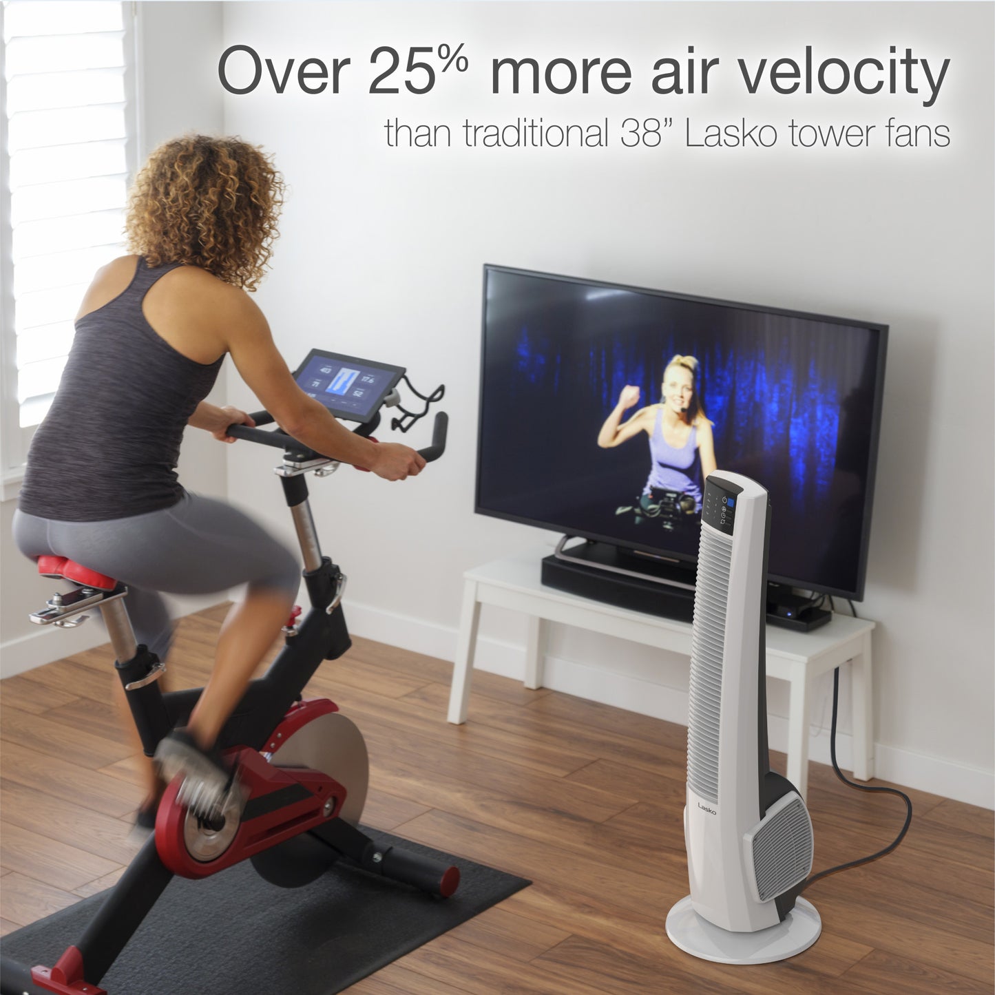 Lasko 38" Oscillating Tower Fan with Remote Control, T38400, White