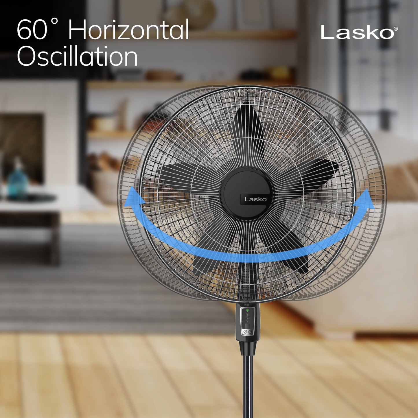 Lasko 18" Adjustable Oscillating Cyclone Pedestal Fan with 3 Speeds, S18910, Black