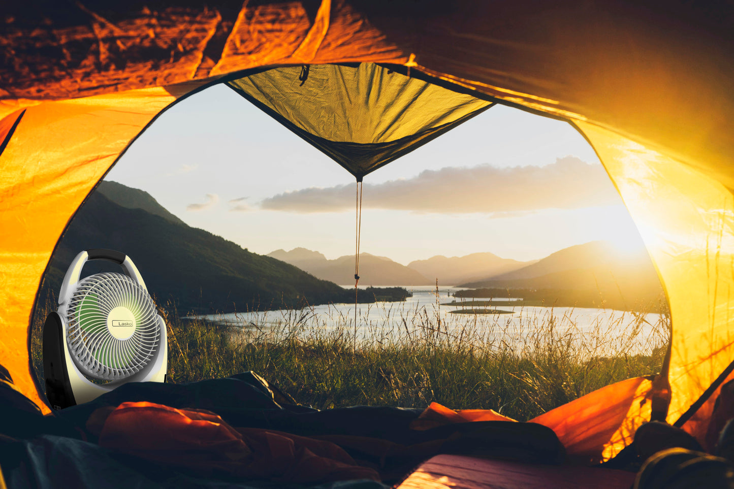 Lasko 17" 5-Speed Portable Battery Fan with 18V Lithium Ion Battery and Adapter, RB200, White