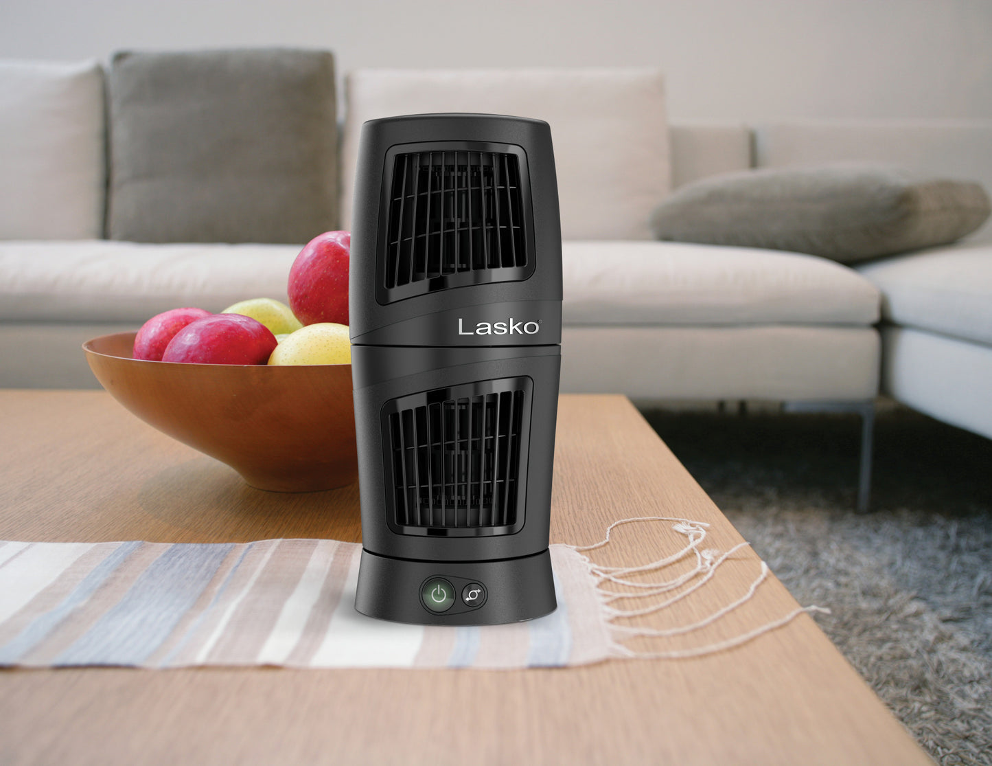Lasko Desktop Wind Tower Oscillating Multi-Directional Fan, T12114, Black