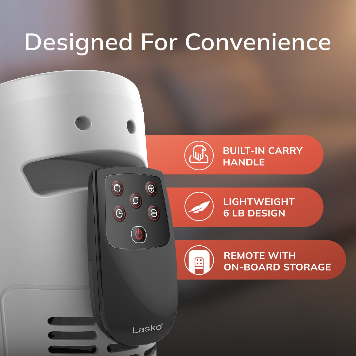 Lasko 1500W Digital Ceramic Tower Space Heater with Remote, 5165, White