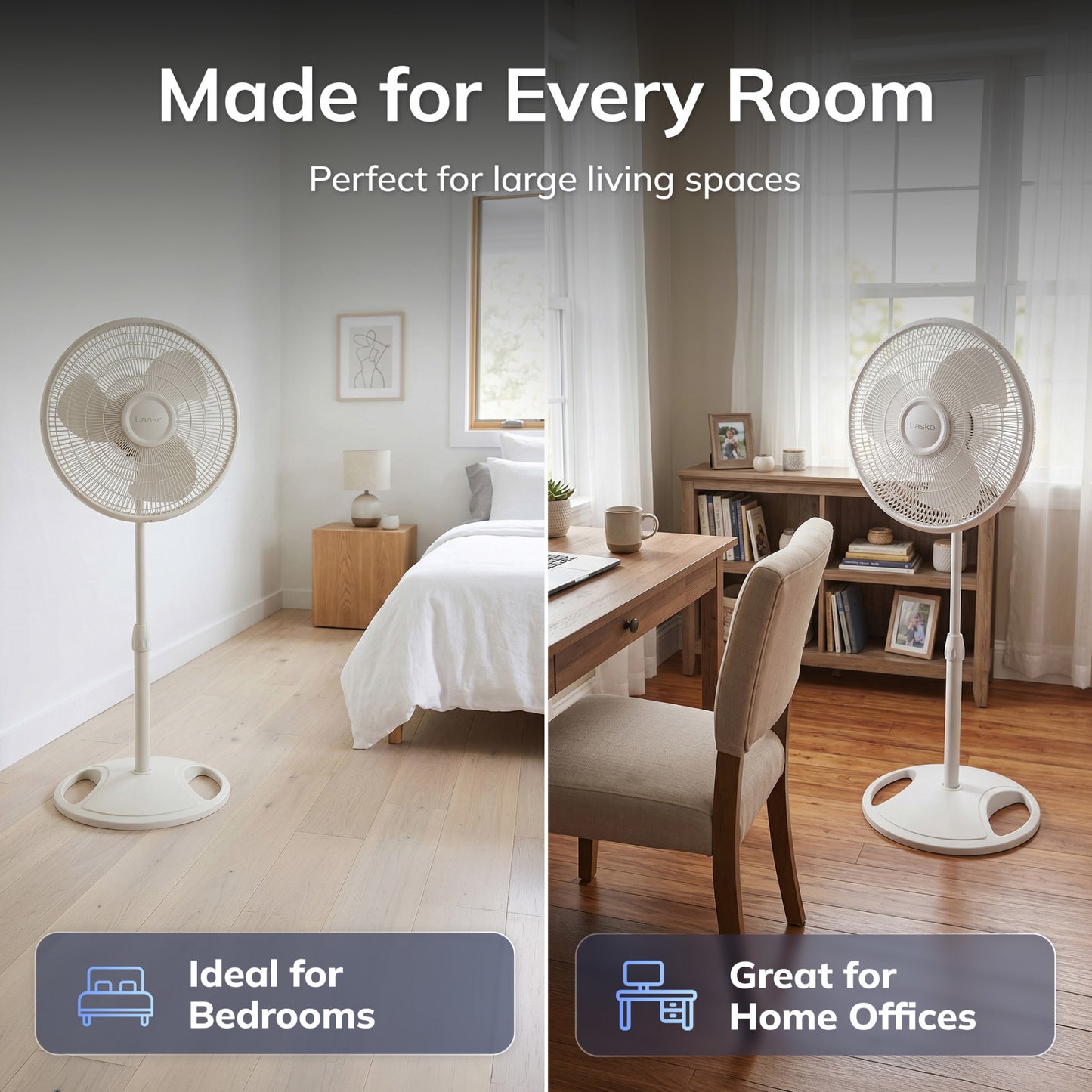 Lasko 16" Pedestal Fan: Oscillating, 3-Speed, Adjustable Height, White