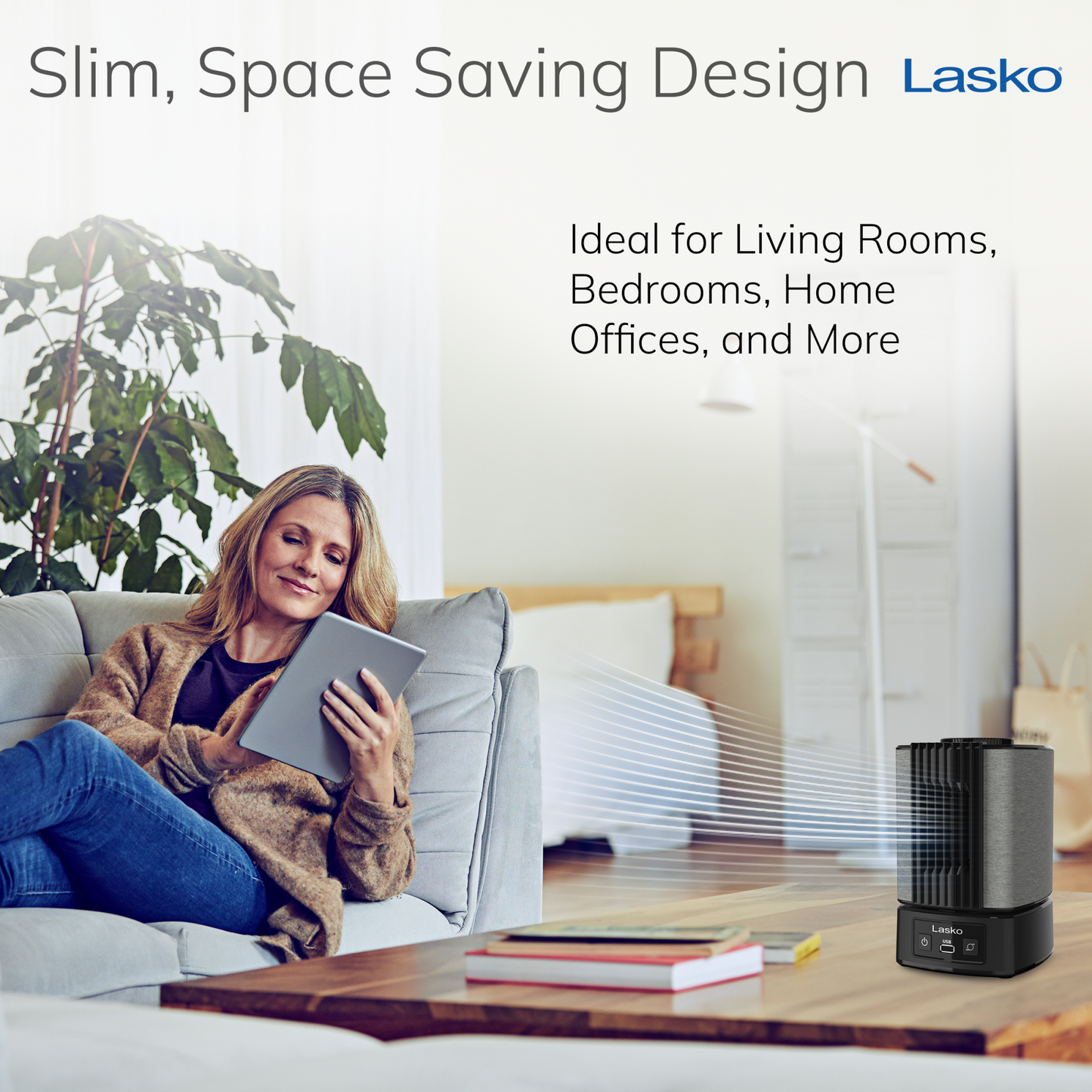 Lasko SlumberBreeze 2-in-1 Table Fan and White Noise Machine, SB100, Black
