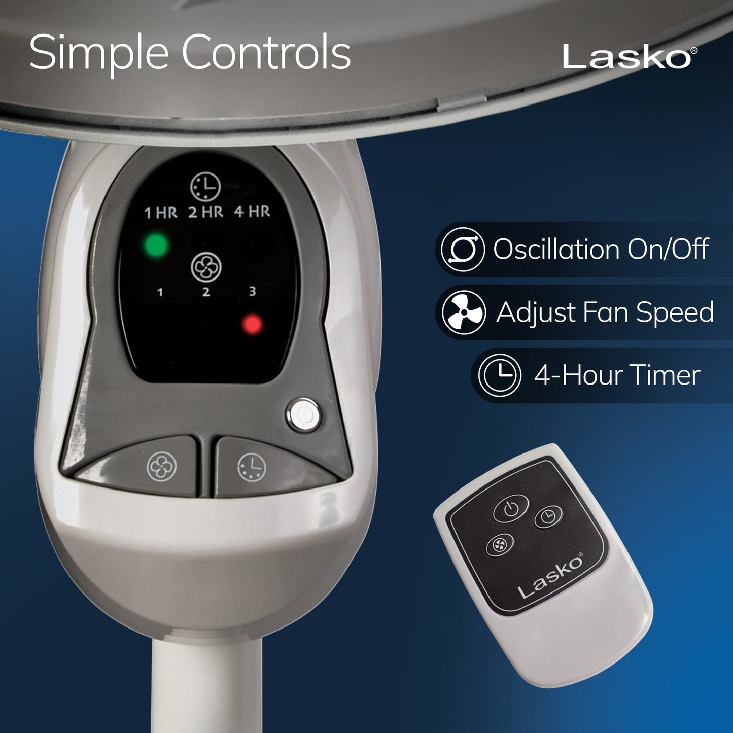 Lasko 18" Cyclone 3- Speed Pedestal Fan with Remote, 1885, White