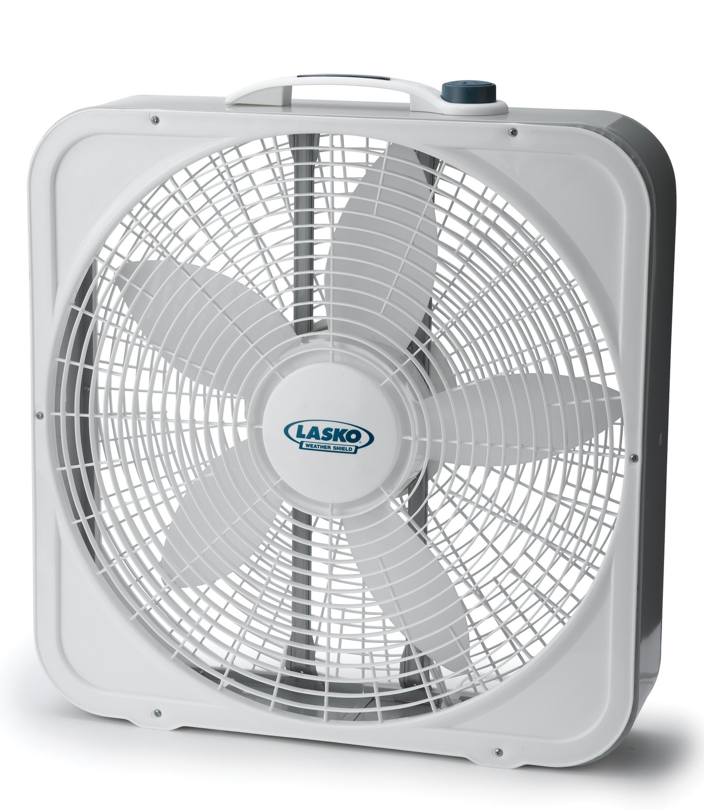 Lasko 20" Weather Shield Premium Plus Box Fan with 3 Speeds, 3743, White