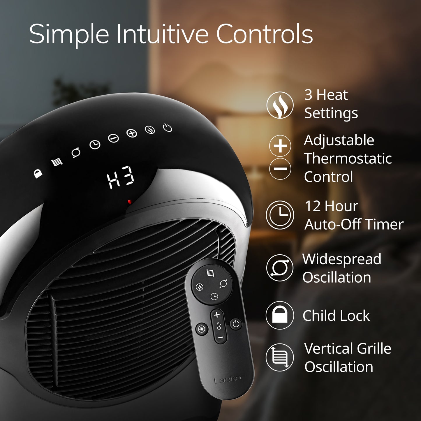 Lasko CC27350 27" Motion X Console Space Heater with Remote Control, Black