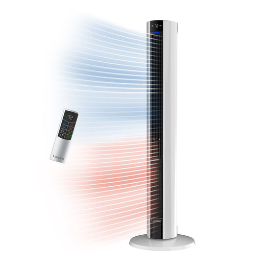 Lasko 1500W Electric All Season Tower Fan & Space Heater with Timer and  Remote, FH500, White