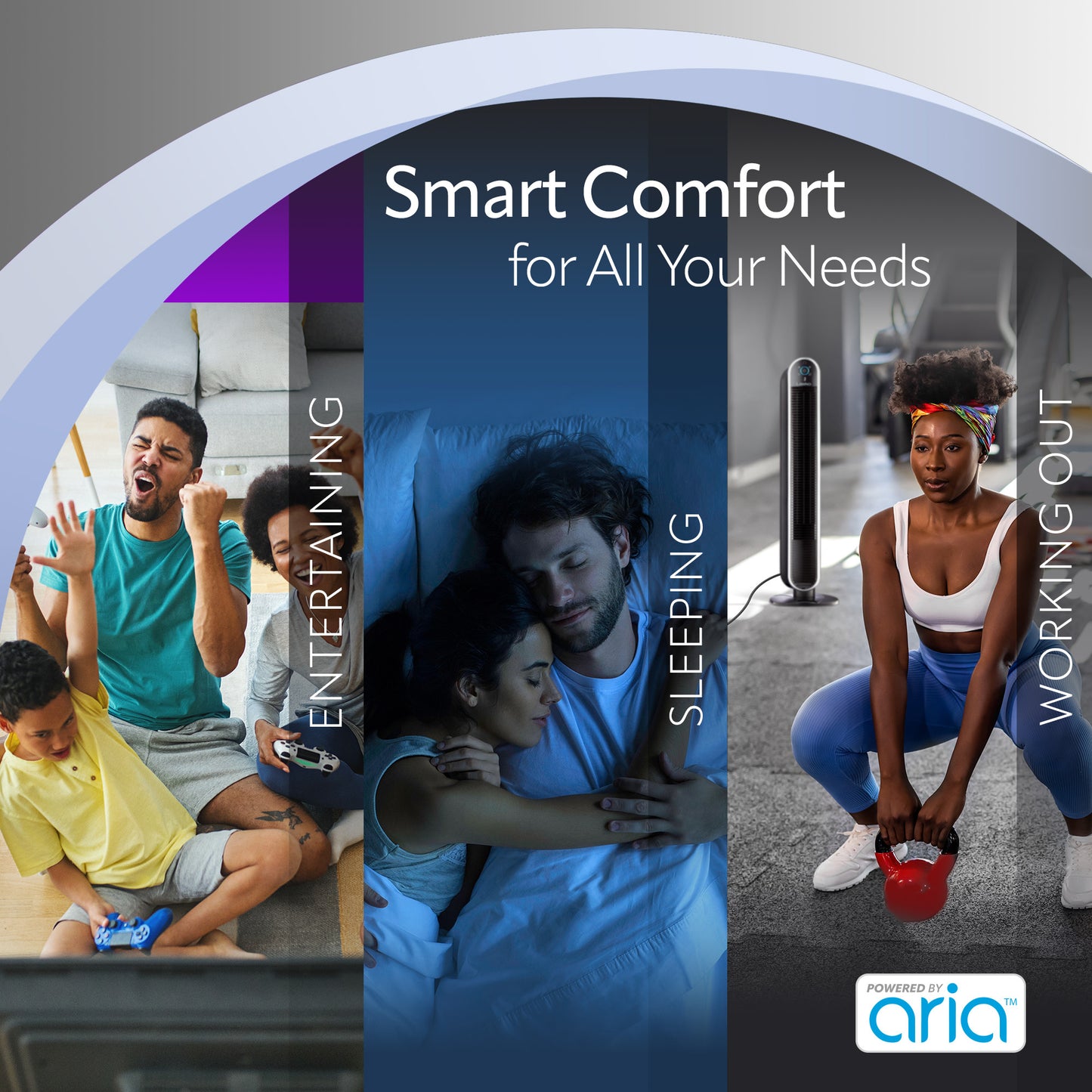 Lasko Aria™ T40733 40" 5-Speed WiFi Smart Tower Fan with Dark Mode: black