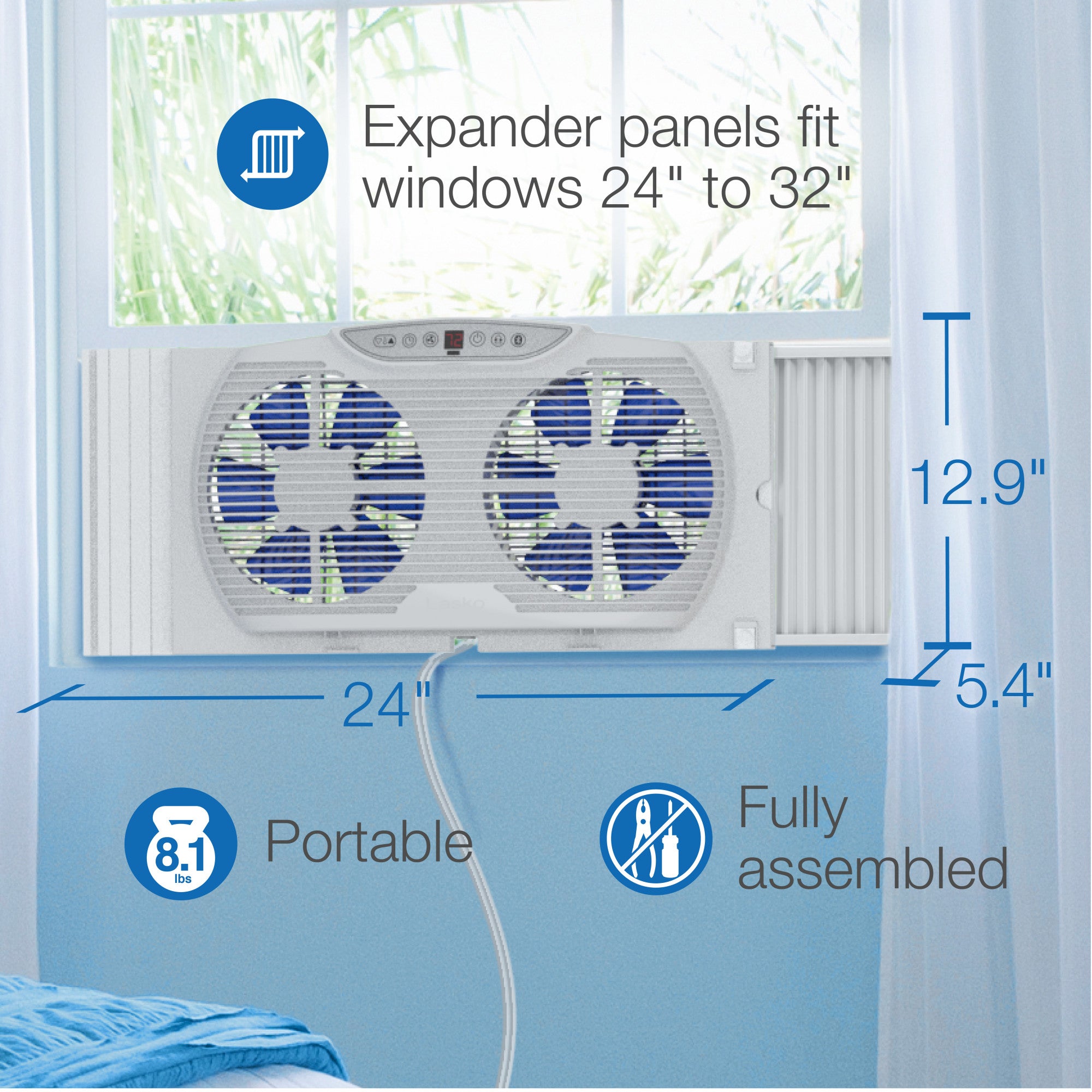 Lasko Electrically Reversible Twin Window Fan with Bluetooth Technology - Thumbnail 4